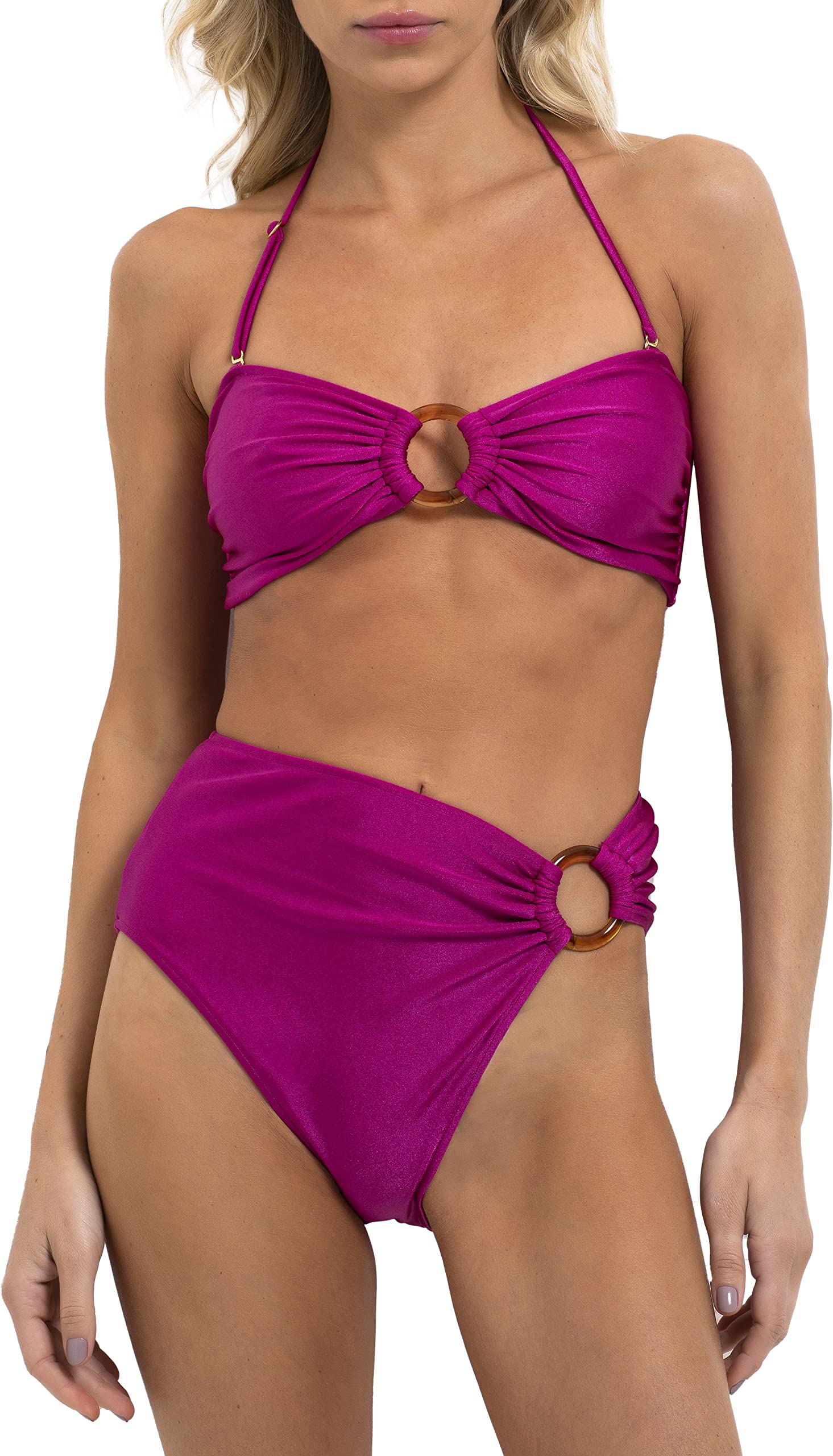 PatBO, Bandeau Bikini Top, S, Magenta