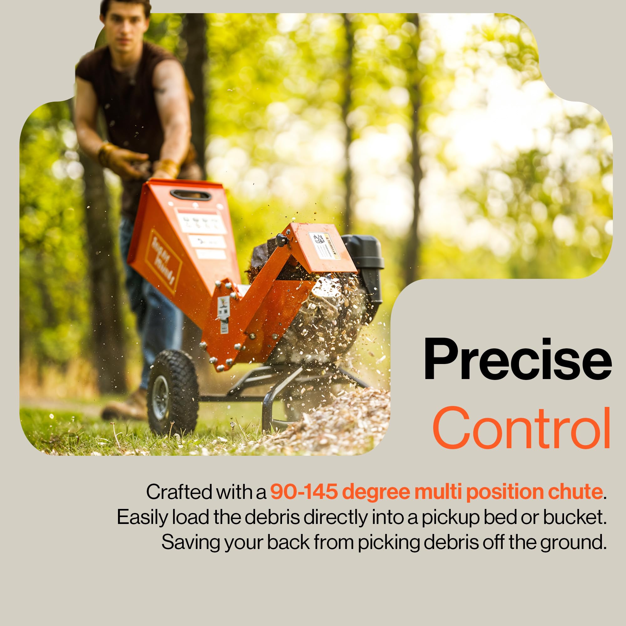 SuperHandy Wood Chipper Shredder Mulcher 7HP Engine Heavy Duty Compact Rotor Assembly Design 3" Inch Max Capacity Aids in Fire Prevention and Building Firebreaks