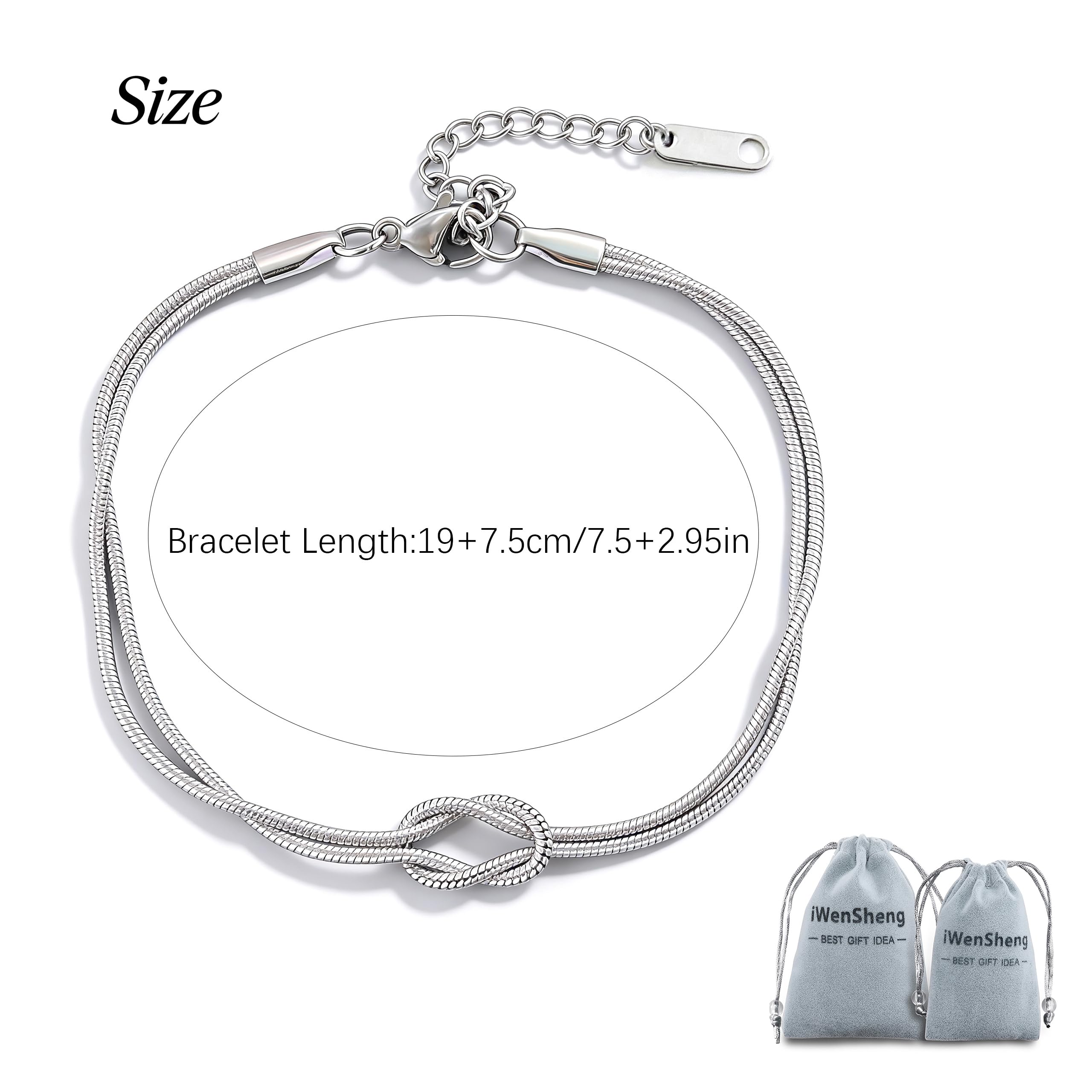 iWenSheng Birthday Gifts for Friends Female - Love Knot Friendship Bracelets Gift for Women Woman, BFF Christmas Bracelet Present for Best Friend Bestie