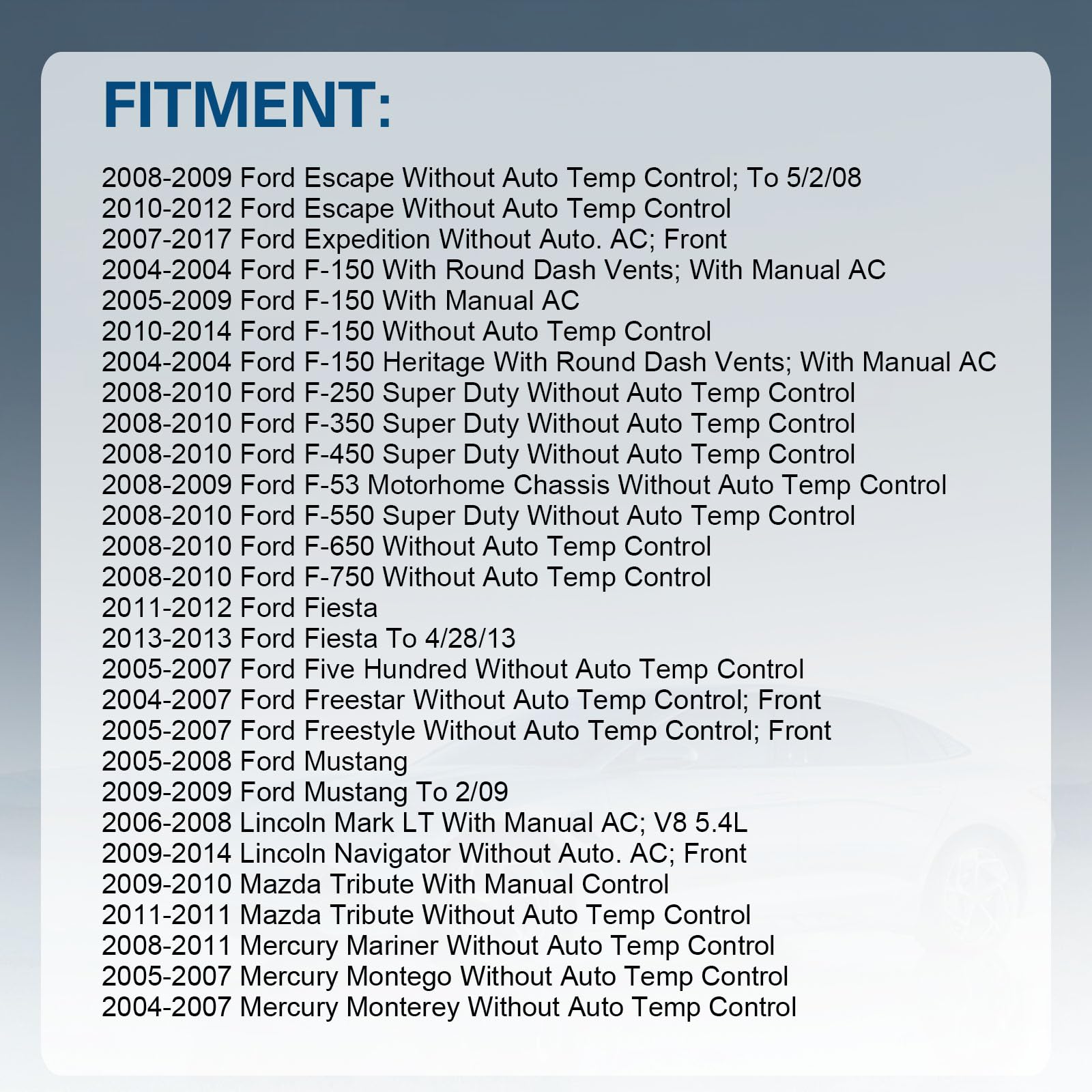 HVAC Blower Motor Resistor Replacement for Ford Expedition, Escape, F150, F250, F350 Super Duty, Mustang, Lincoln Mark LT, Mercury Mariner, Replaces 3F2Z-18591-AA YH-1715