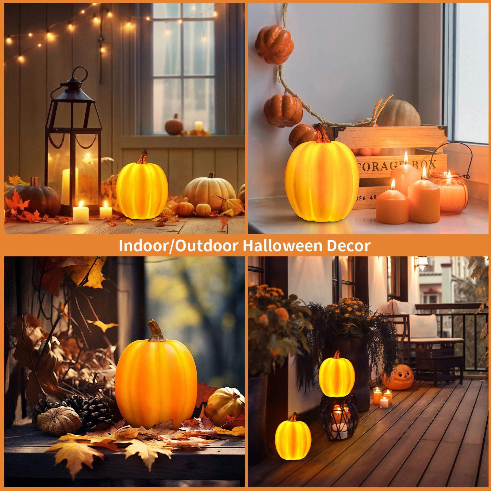 WONDHOME Solar Pumpkin Garden Statues Halloween Pumpkin Decorations Outdoor Pumpkin Lights Fall Decorations for Porch Terrace Yard Lawn Patio,Orange Pumpkin