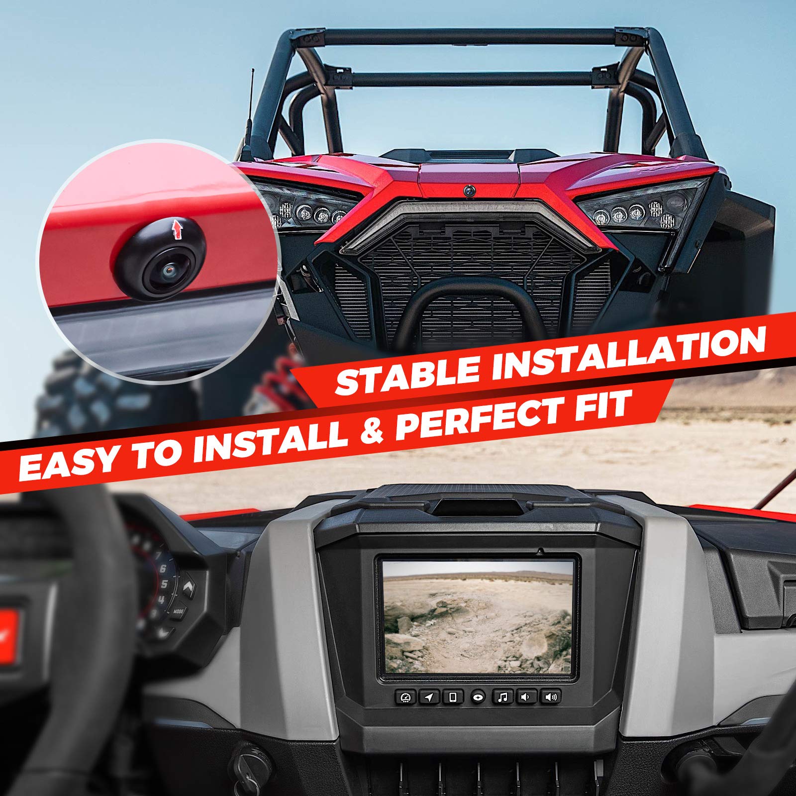 KEMIMOTO PRO XP Front Camera, HD Wide-Angle for Factory Installed 7 in Ride Command Accessories Compatible with Polaris RZR PRO XP XP 4 Turbo 1000 900 PRO R (IP67 Waterproof)
