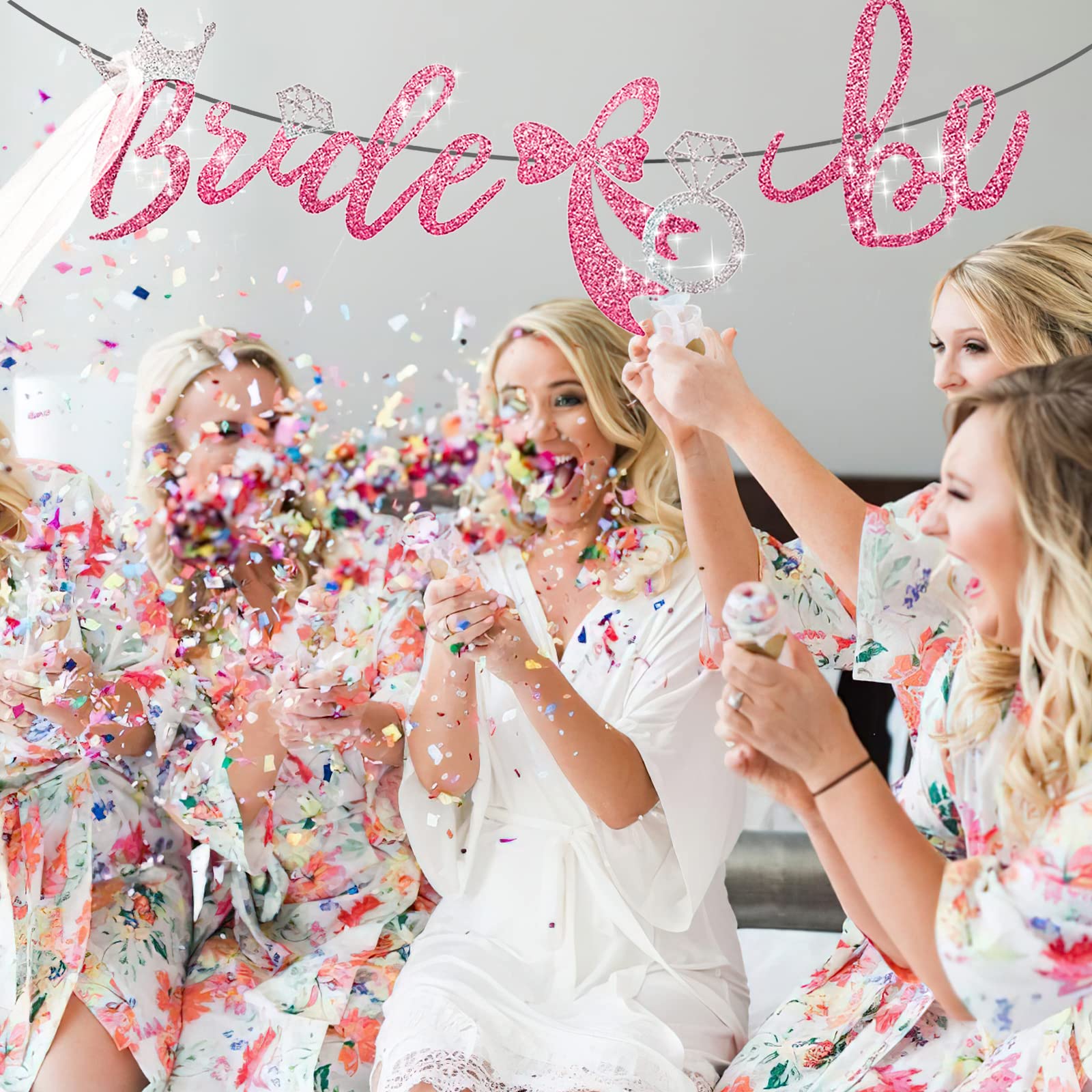 PartyWoo Rose Gold Bachelorette Banner Bride to Be Decoration Sign Diamond Garlands for Bride to Be Party Bridal Shower Girl Bachelorette Wedding Party Decortions
