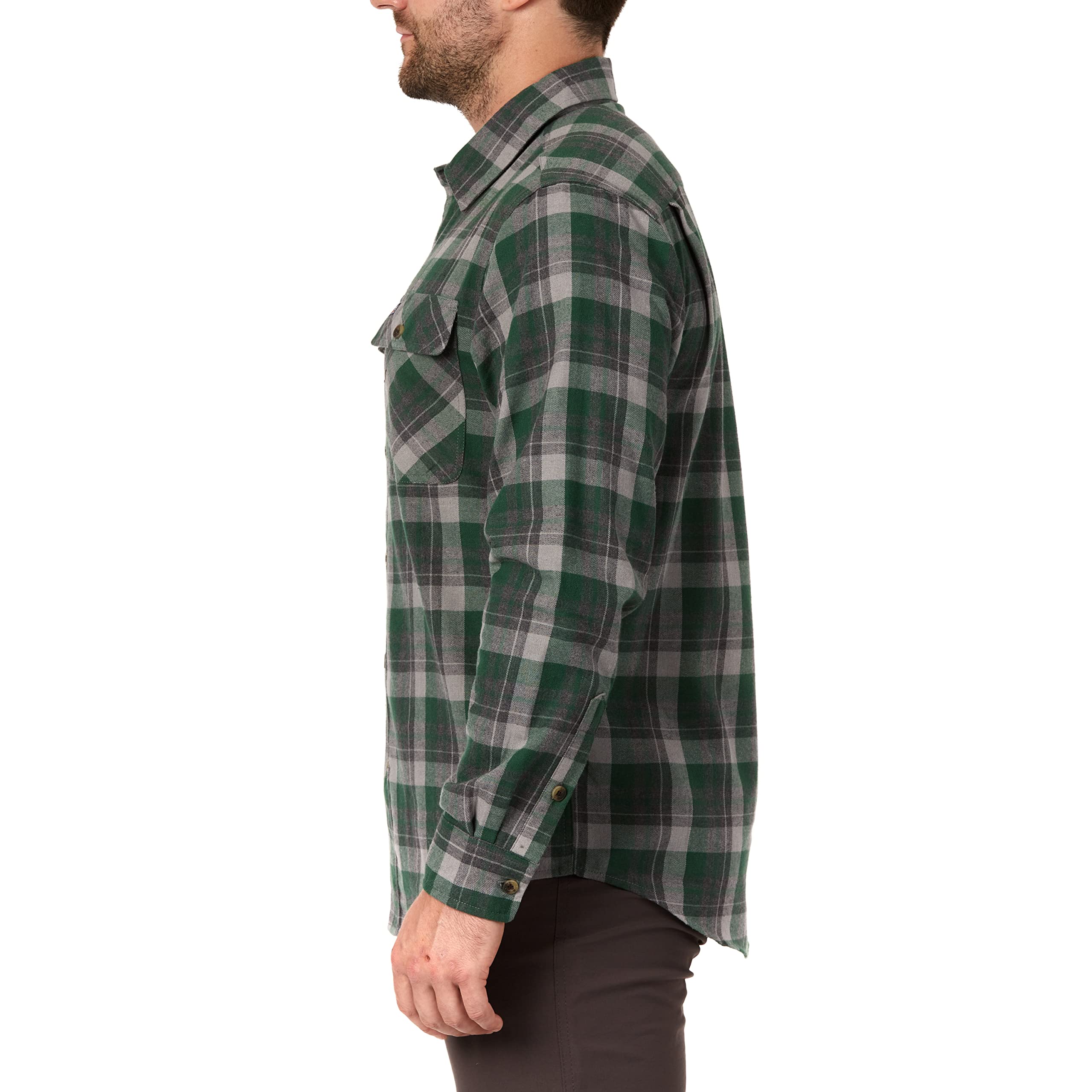 Smith's Workwear mens Plaid Two Pocket Flannel Button Down Shirt, Heather Viridian-365, X-Large US