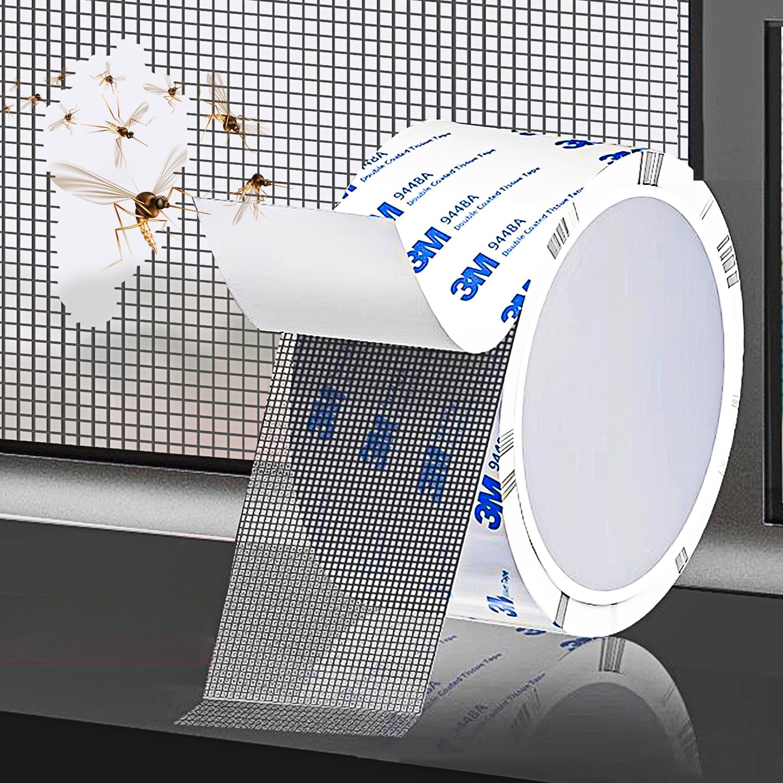 PHIXBEAR Super Strong Adhesion Screen Repair Tape Replacement Kit, Made of 3M, Screen Tape Mesh Repair for Window Screen and Screen Door Tears Holes, Grey 1.97In X 6.57Ft