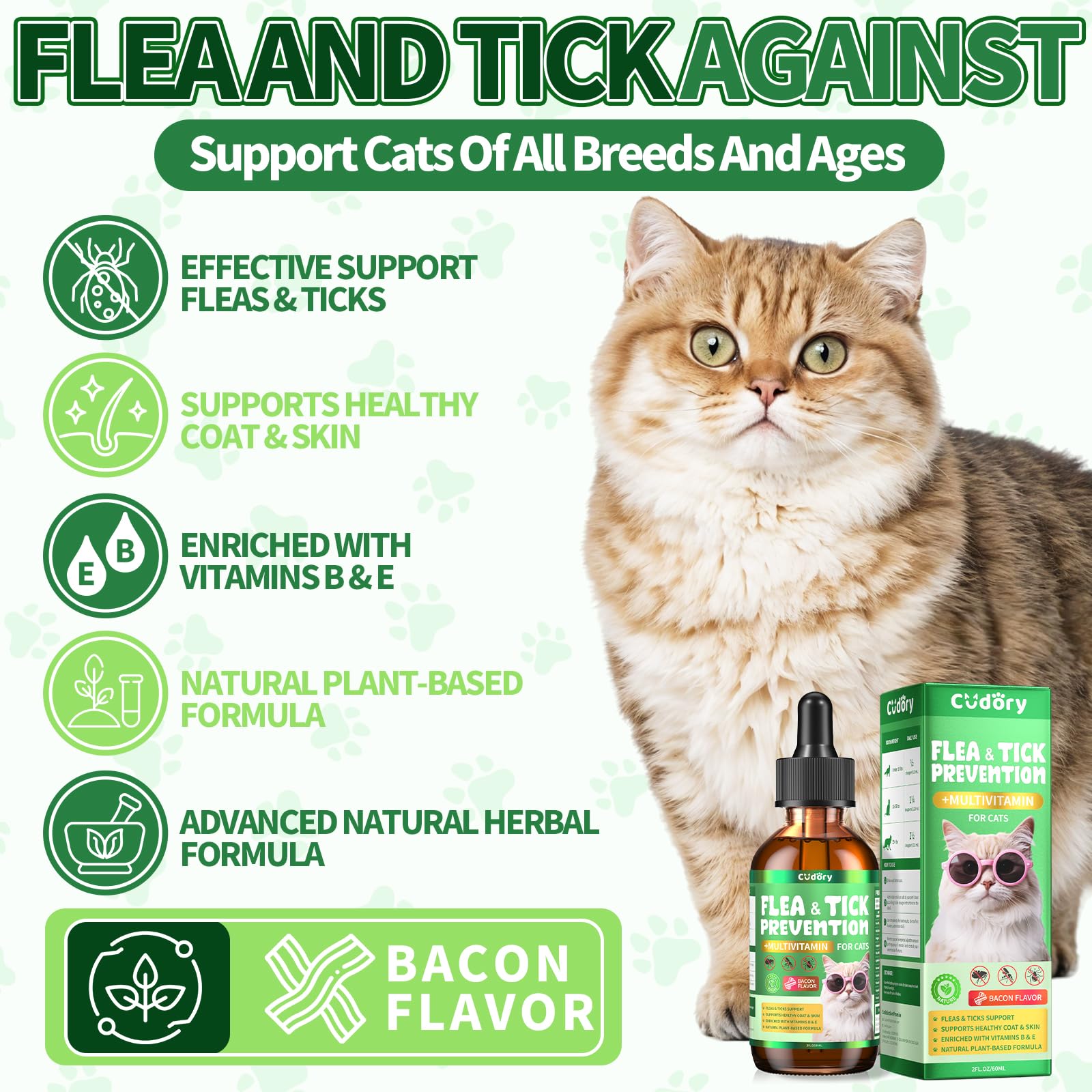 Flea & Tick Support for Cats 500 Crunchy & Creamy Chews Flea & Tick Support for Cats – Natural Herbal Drops with Multivitamin