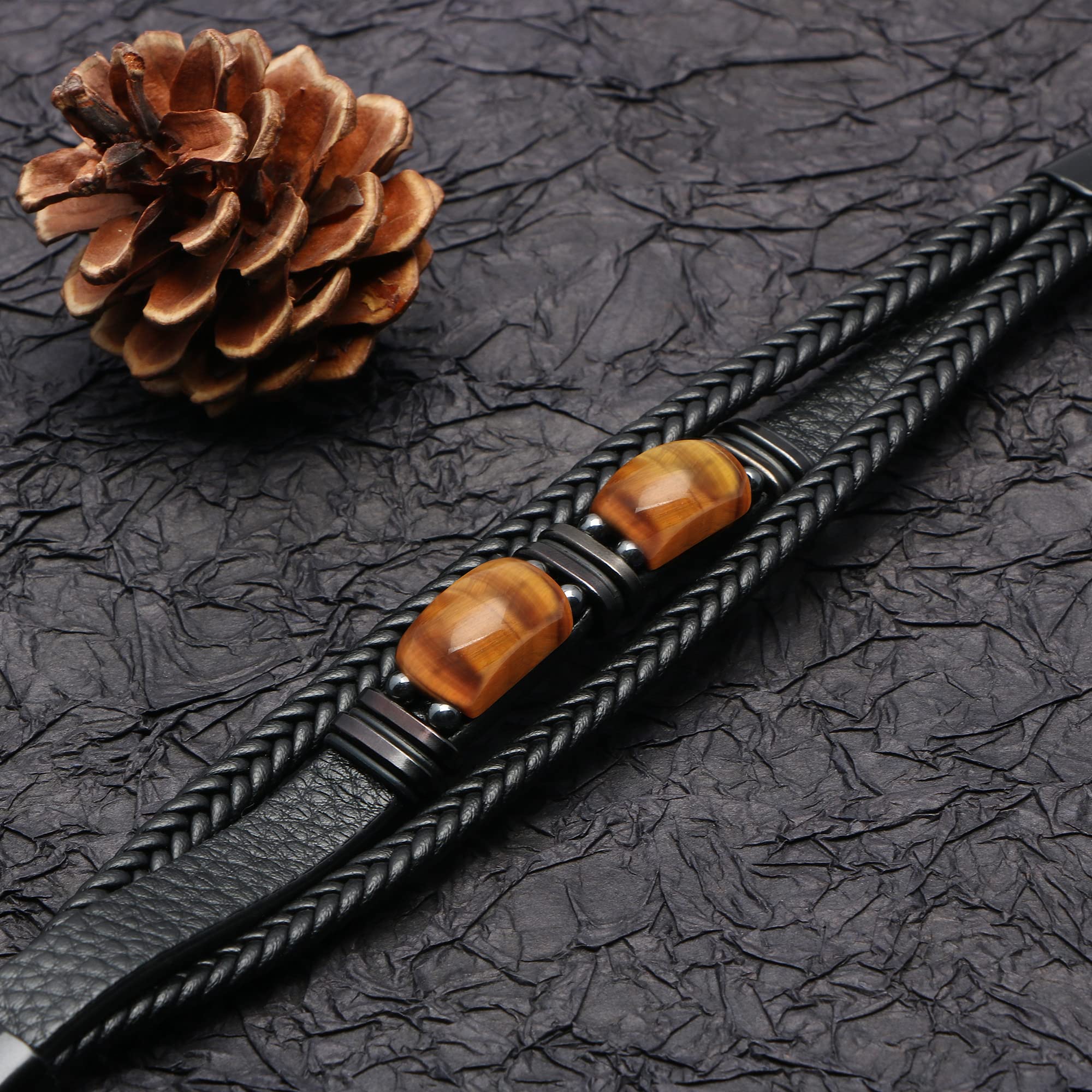 JoycuFF Grandson Birthday Gifts Leather Bracelets for Grandson Gift for Grandson from Grandpa Grandma To My Grandson Love You Forever Bracelet Anniversary Christmas Ideas Gift