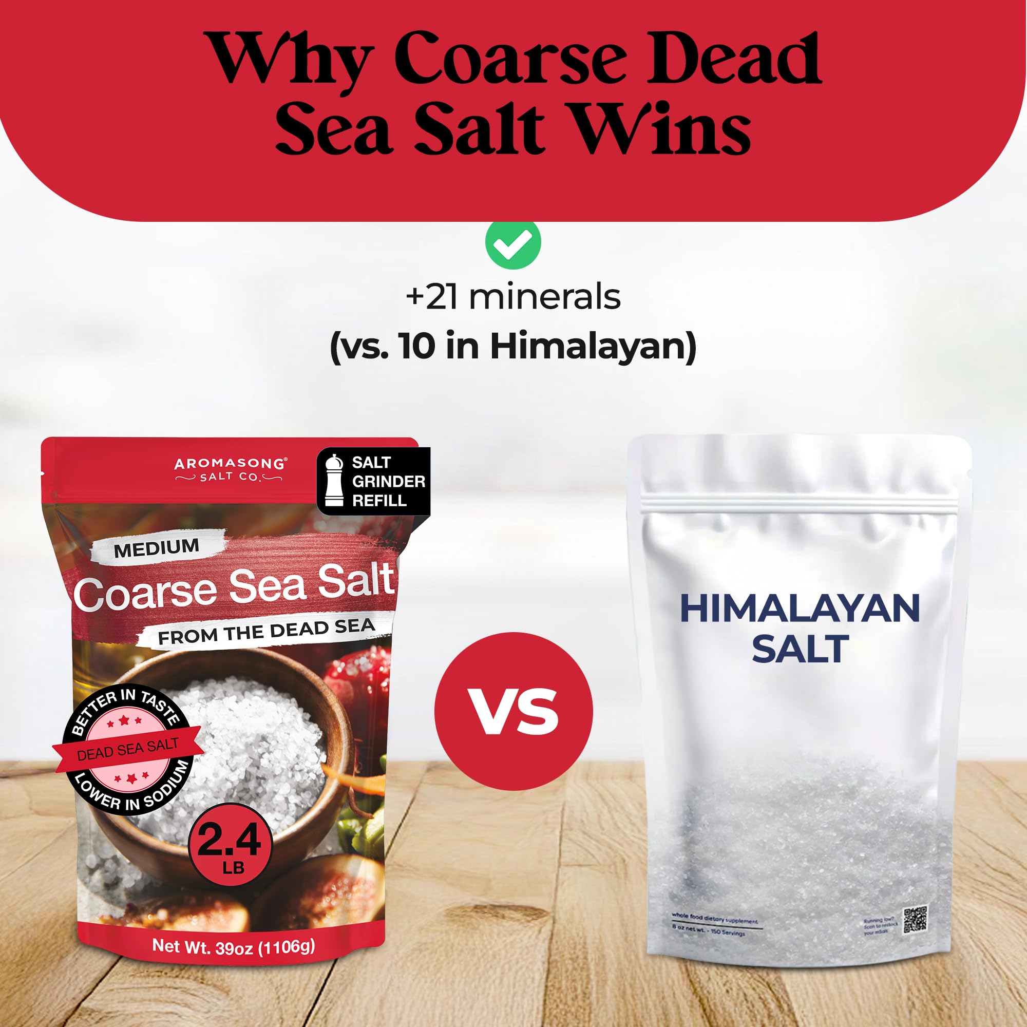 Aromasong 100% Natural & Pure Sea Salt Coarse Grain, 2.43 lb. | Ideal Coarse Salt for Grinder Refill - Packaging May Vary
