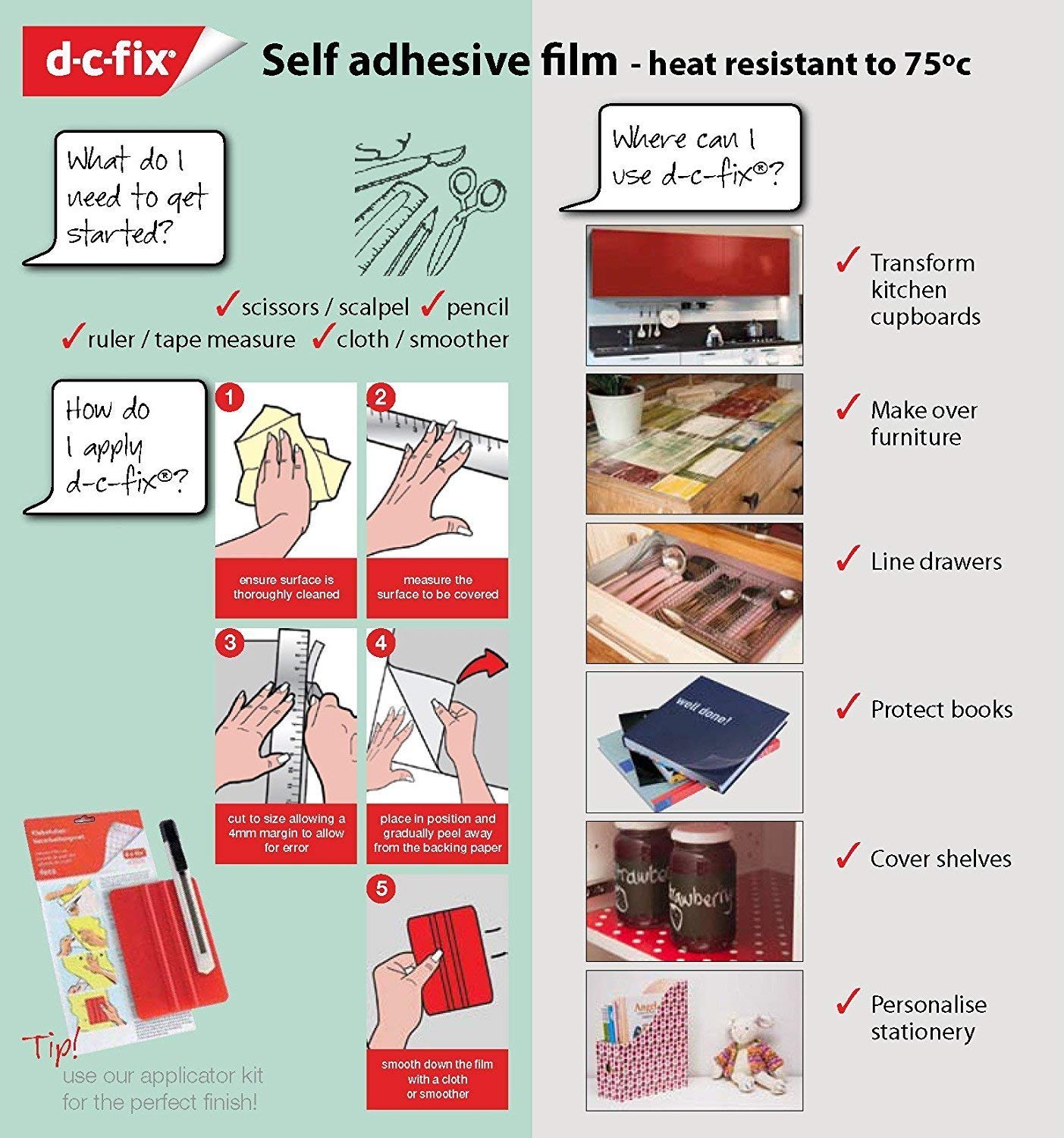 d-c-fix 346-0168-4PK Decorative Self-Adhesive Film, Butcher Block, 17" x 78" Roll, 4-Pack