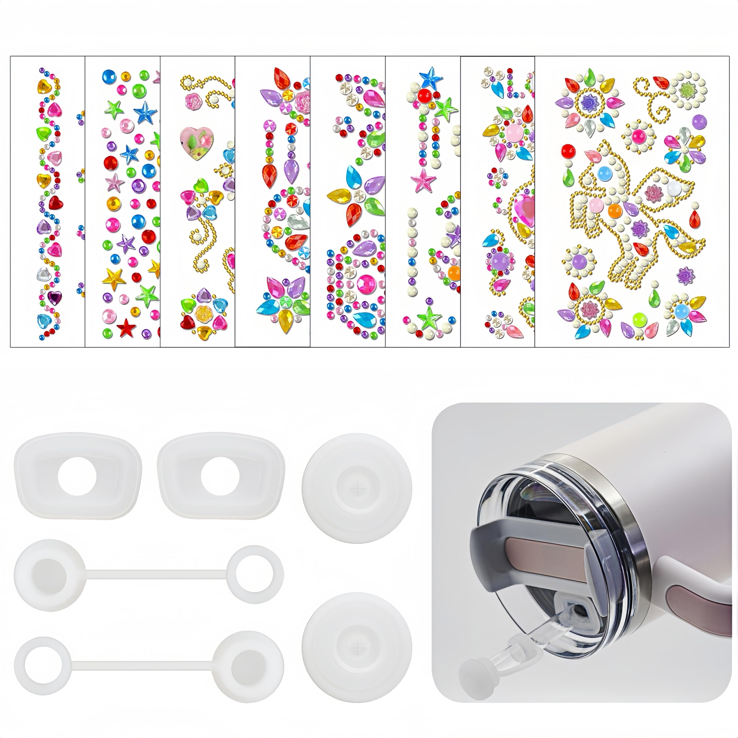 210pcs Water Bottle Stickers and 6pcs Spill Stopper for Stanley