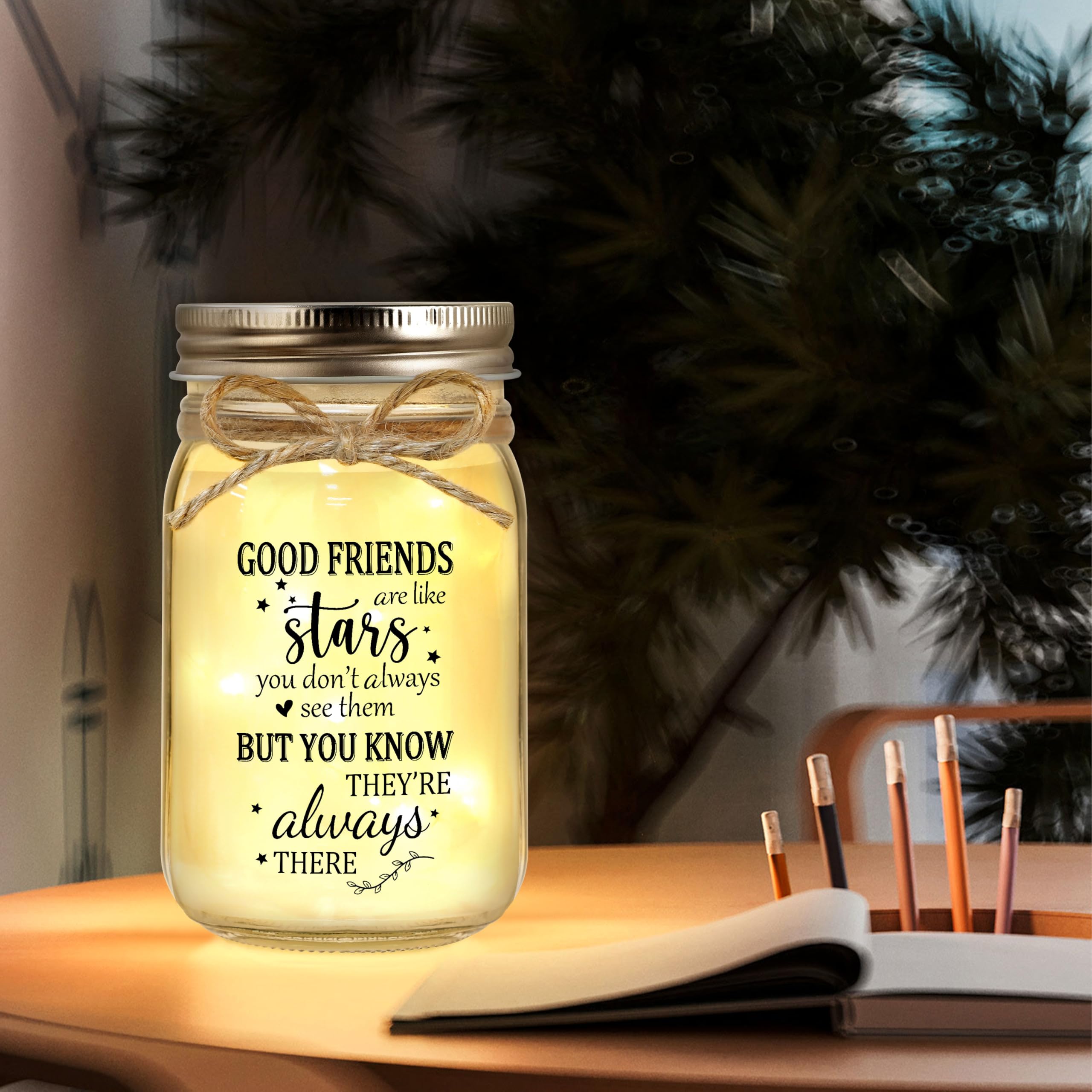 Friendship Gifts for Women, Gifts for Best Friend Woman, Best Friend Birthday Gift for Women, Gift for Friends for Valentines Day Christmas, Mason Jar Light Night Home Decor