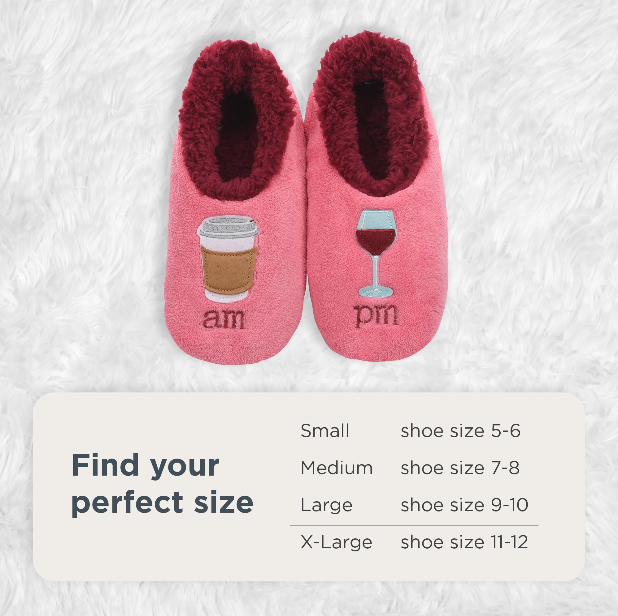 Snoozies Coffee Slipper Socks for Women Cute Gifts and Fun House Slippers with Soft Sherpa Lining and Grips |AMPM-Medium