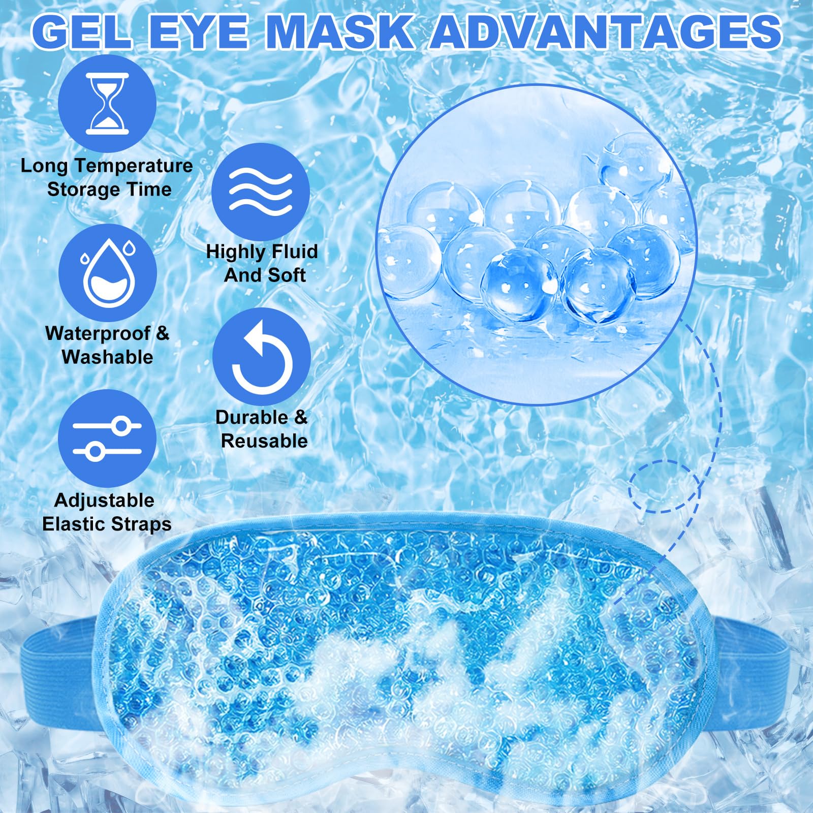 2Pack Cold Cooling Eye Mask, Reusable Hot Colder Therapy Gel Bead with Plush Backing for Puffiness Migraine Stress Relief Skin Care Dry Eyes