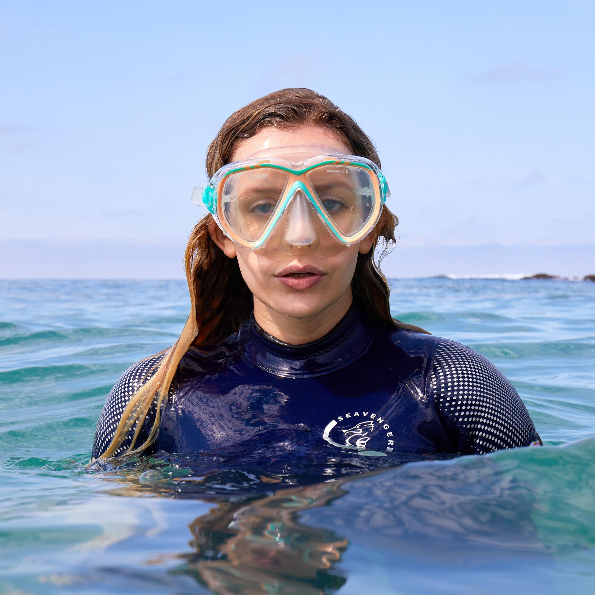 Seavenger Hanalei Anti-Fog 4-Piece Snorkeling Set (Mint Cream, Medium)