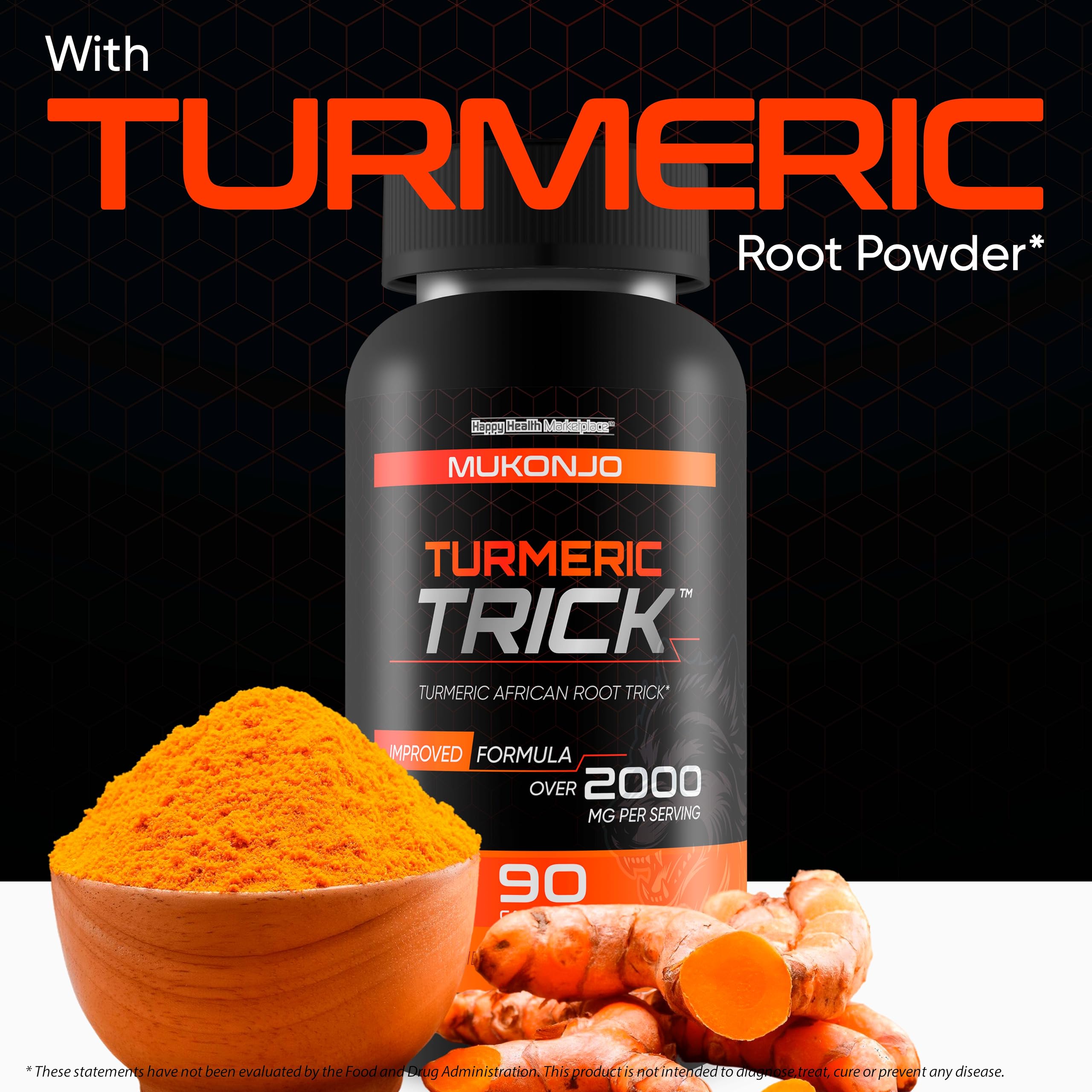 Mukonjo Turmeric Trick - with Vitamin D and Zinc for Men - Our Best Turmeric Curcumin Supplement for Men - Enriched with Black Pepper - Turmeric African Root Trick - Mens Health Vitamin D