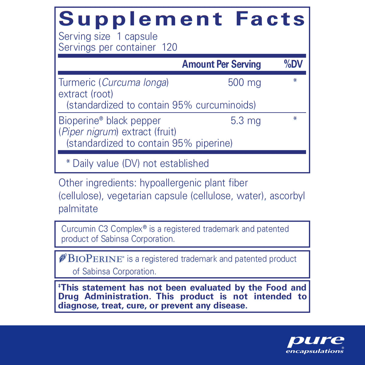 Pure Encapsulations Curcumin 500 with Bioperine - Antioxidant Supplement to Support Joints, Tissue, Liver, Colon & Cellular Health* - with Turmeric Curcumin & Bioperine - 120 Capsules
