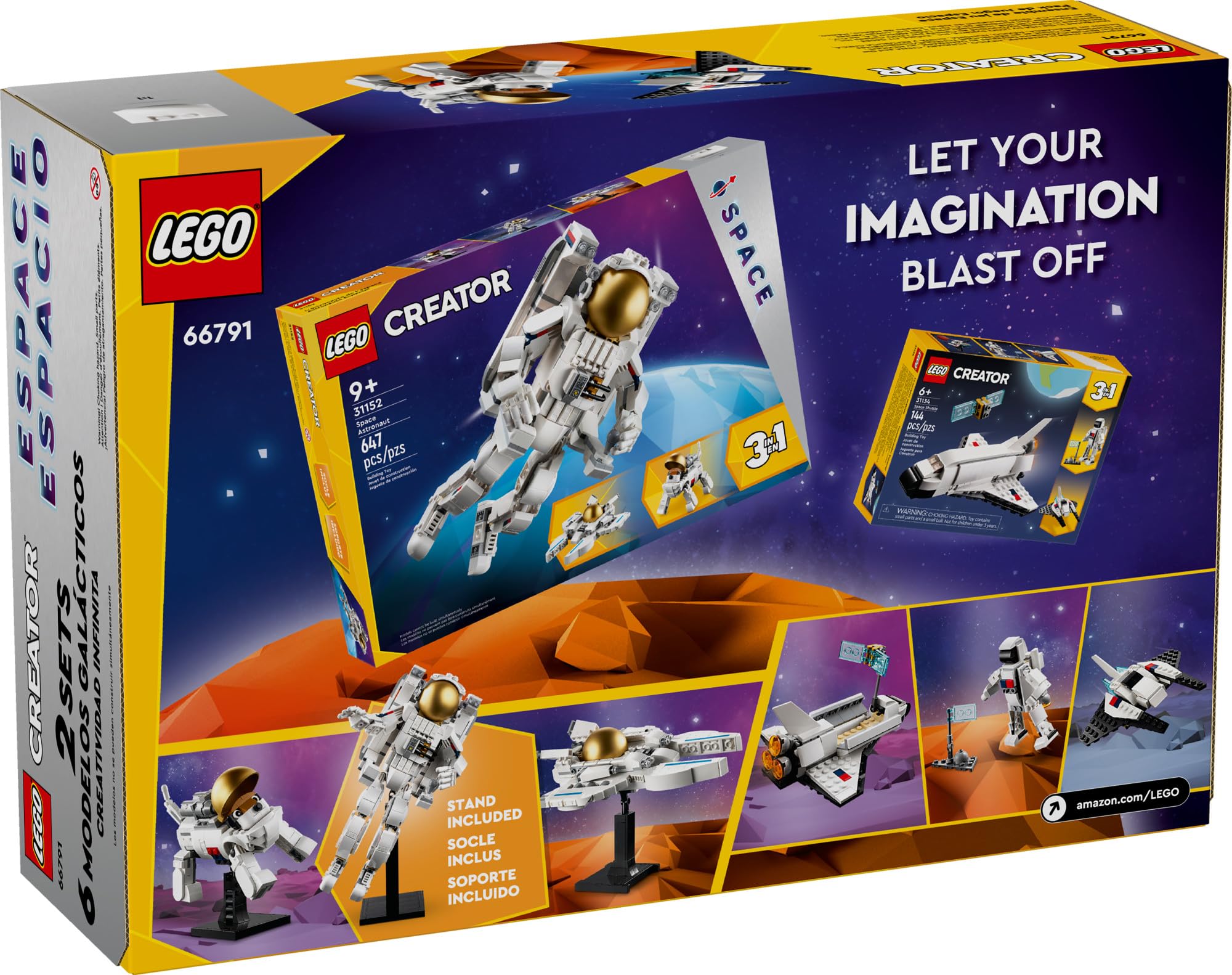 LEGO Creator Space Play Pack, 6 Adventurous Build Options in 1 Box Such as 2 Astronauts, a Space Dog, Viper Jet, Space Shuttle and Spaceship, a Great Gift for Space Lovers Ages 9 and Up, 66791