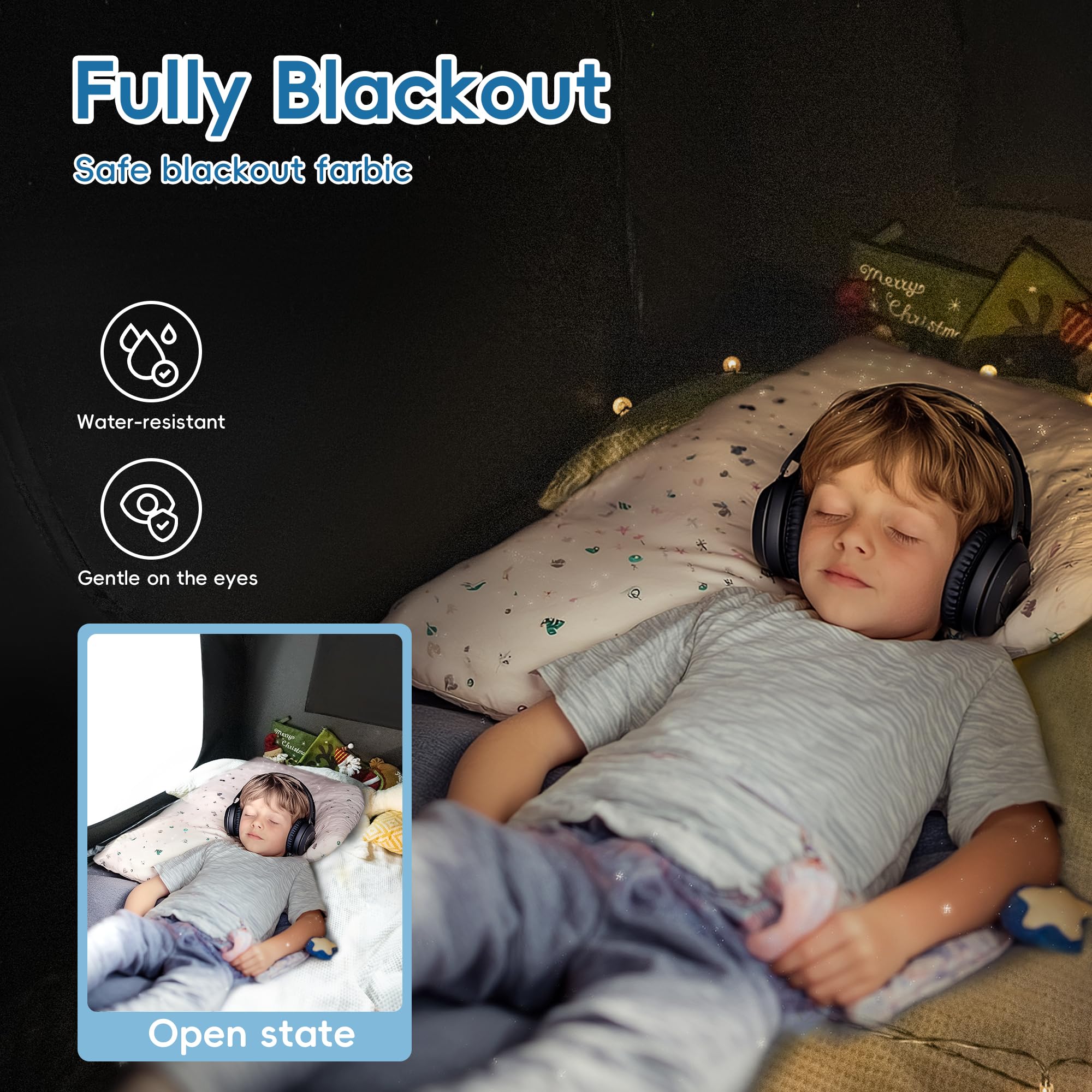 OUTREE Sensory Tent 47 * 47 * 47 in, Black Print, Sensory Room for Kids with Autism, Pop Up Play Tent