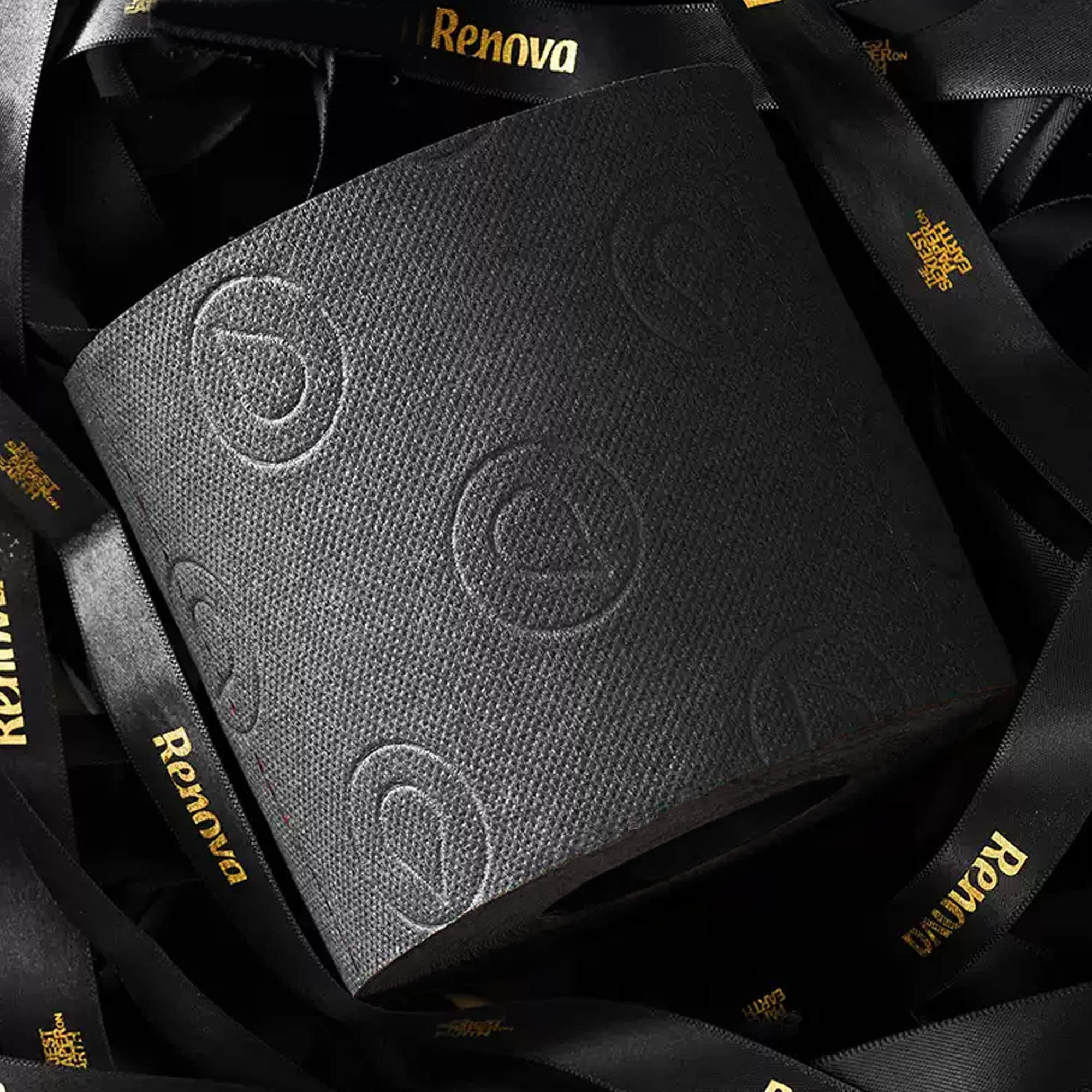 Renova Black Toilet Paper 3-Ply -Ideal for Decorating Your Home or Office - Pack of 6 Compact Rolls- 140 Sheets - Eco-label Certified - Dermatologically Tested - Septic Safe - Sustainable & Soft