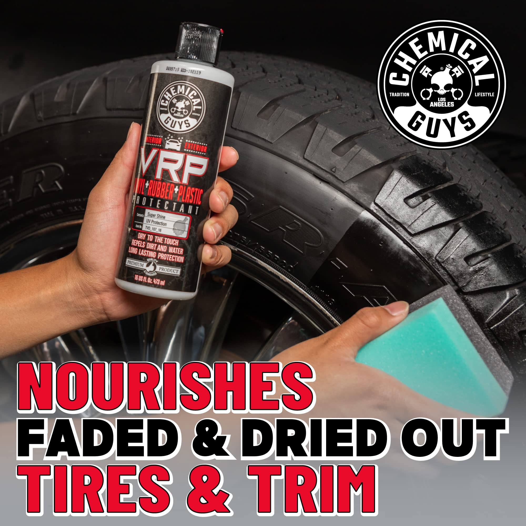 Chemical Guys TVD_107_16 VRP Vinyl, Rubber and Plastic Non-Greasy Dry-to-the-Touch Long Lasting Super Shine Dressing for Tires, Trim and More, Safe for Cars, Trucks, SUVs, RVs & More, 16 fl oz