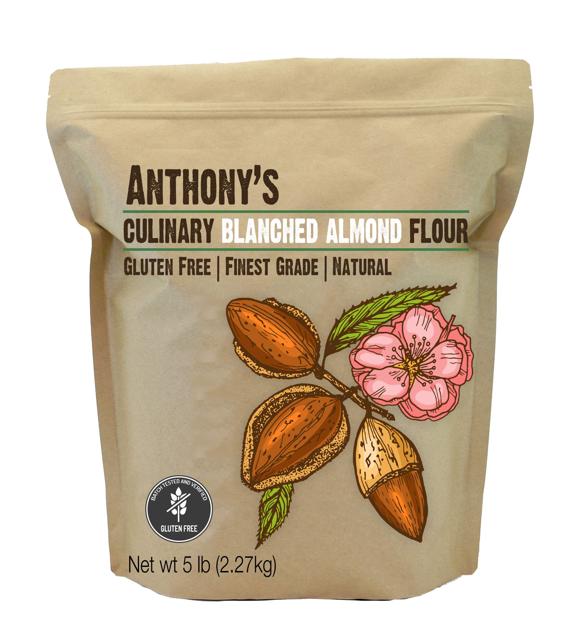 Anthony's Blanched Almond Flour, Culinary Grade, 5 lb, Extra-Finely Ground, Gluten Free, Non GMO, Keto Friendly