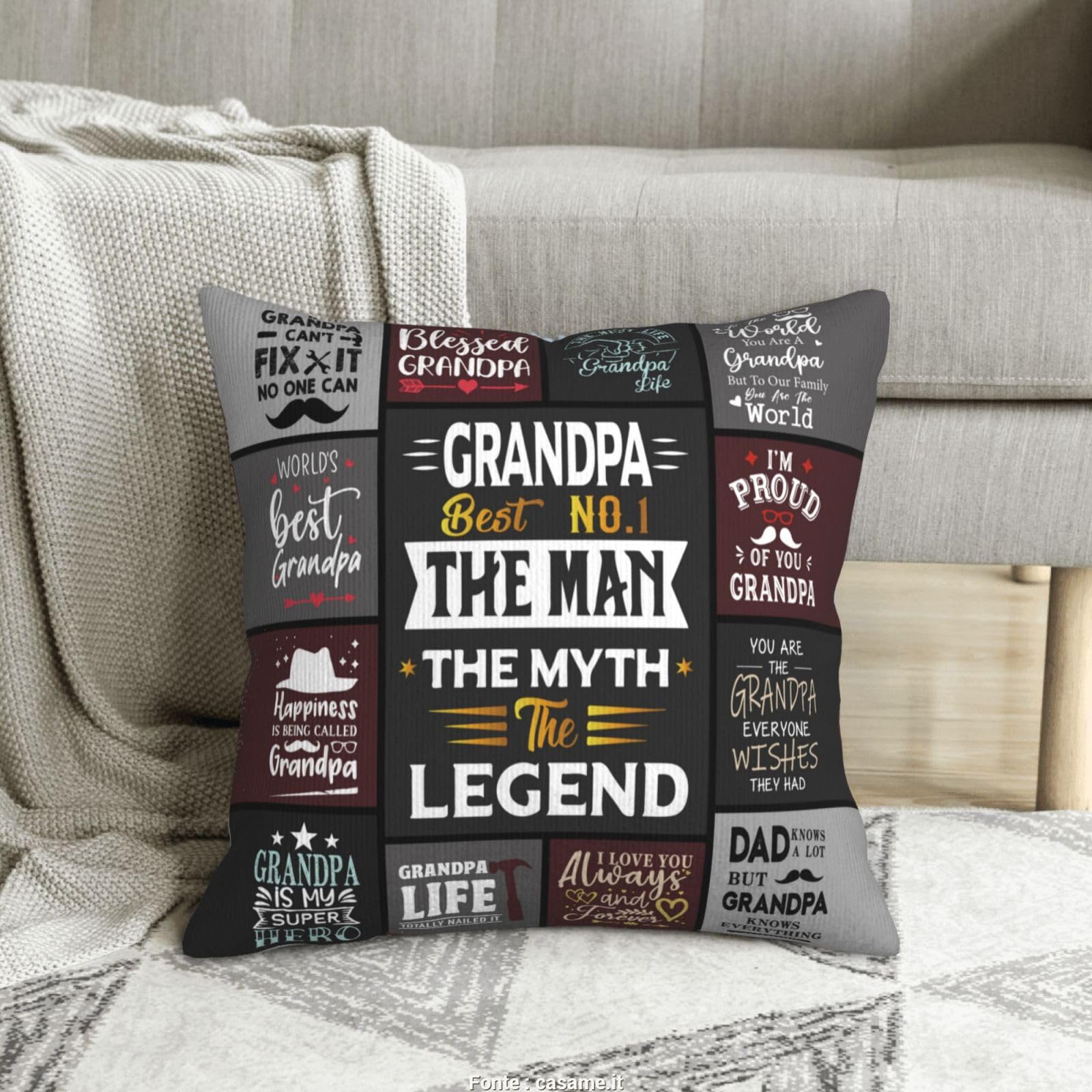 Gifts for Grandpa - Christmas Grandpa Gifts - Xmas Grandpa Birthday Gift - Unique Grandpa Gifts from Granddaughter, Grandson, Grandchildren - Birthday Gifts for Grandpa Throw Pillow Cover 18x18 Inch