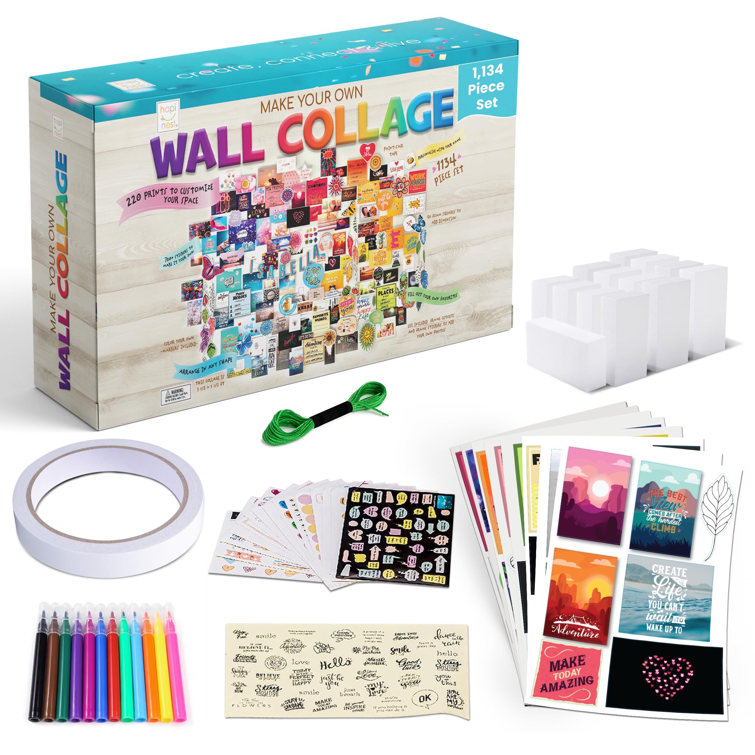 Hapinest DIY Wall Collage Kit for Teen Girls, Picture Arts and Crafts Kit Tween Girl Room Decor, Birthday Gifts Ages 10 11 12 13 14 16 Years Old and Up, Cool Stuff for Bedroom Dorm Aesthetic Décor
