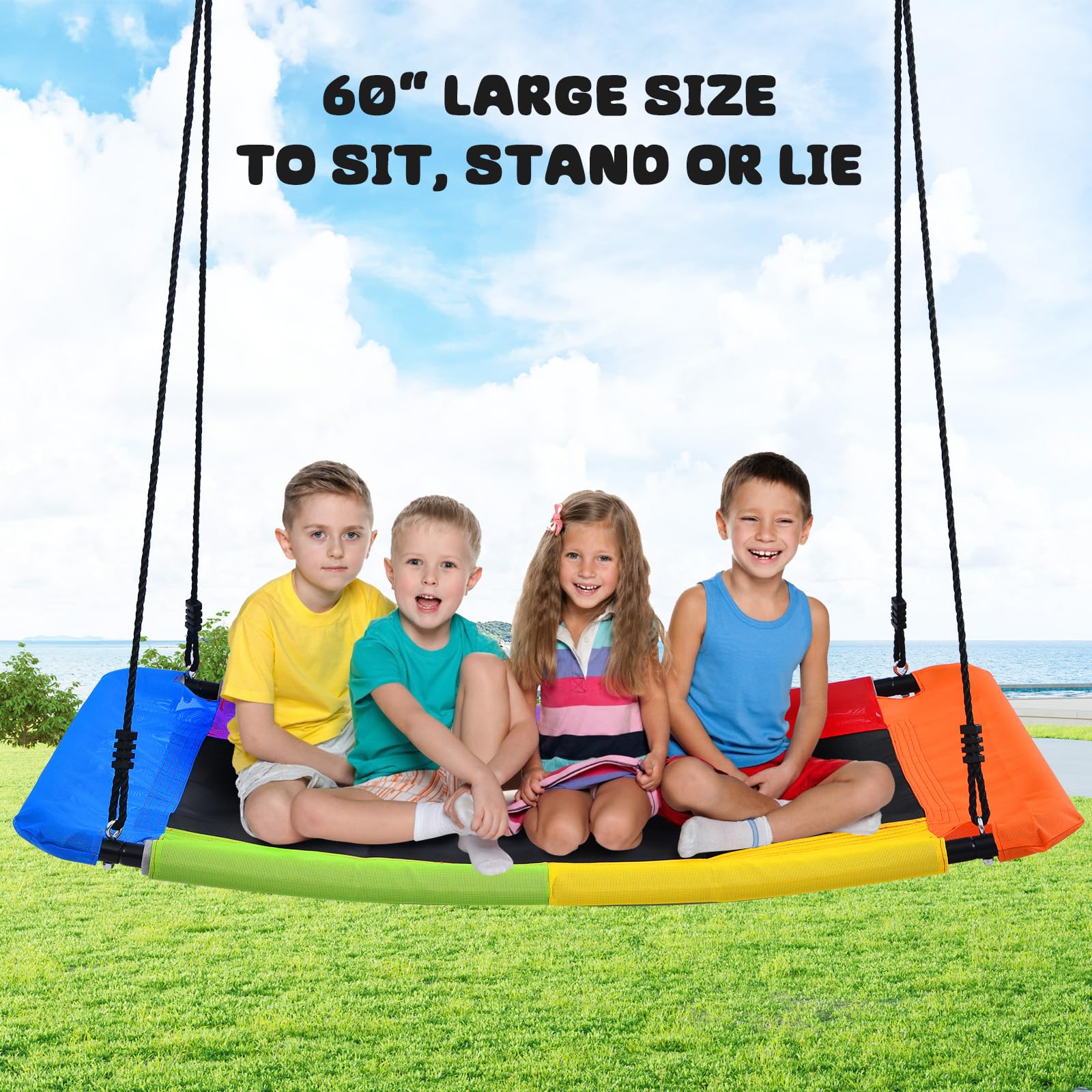 Trekassy Swing Sets for Backyard, 440lbs Heavy Duty A-Frame Metal Swing Stand with 60" Large Platform Swing for Outdoor Playground Park