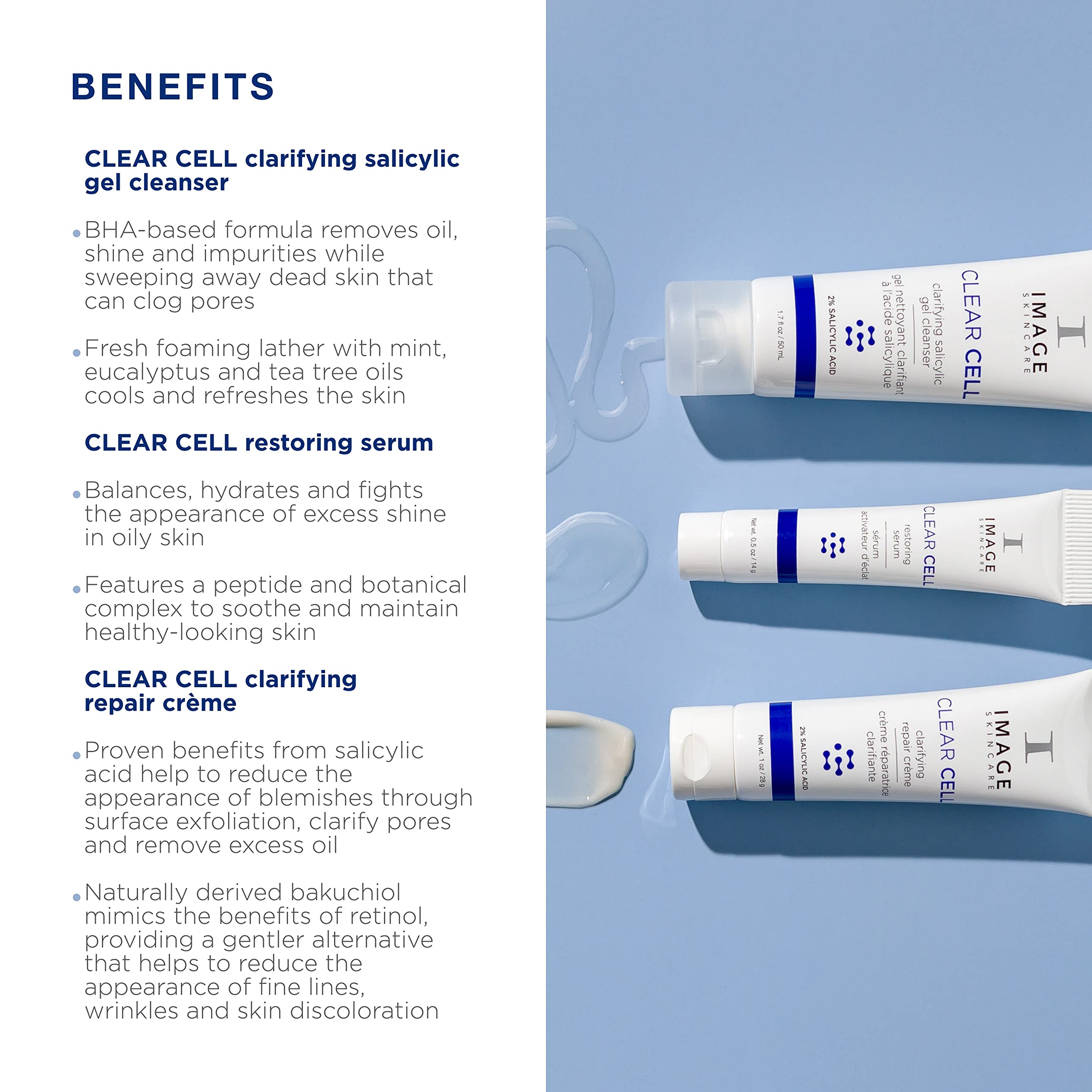 IMAGE Skincare, Clear Cell 3-Step Introductory Regimen Set for Clear Pores and Healthy Looking Skin, Holiday Ltd. Edition, White, 3.2 Ounce