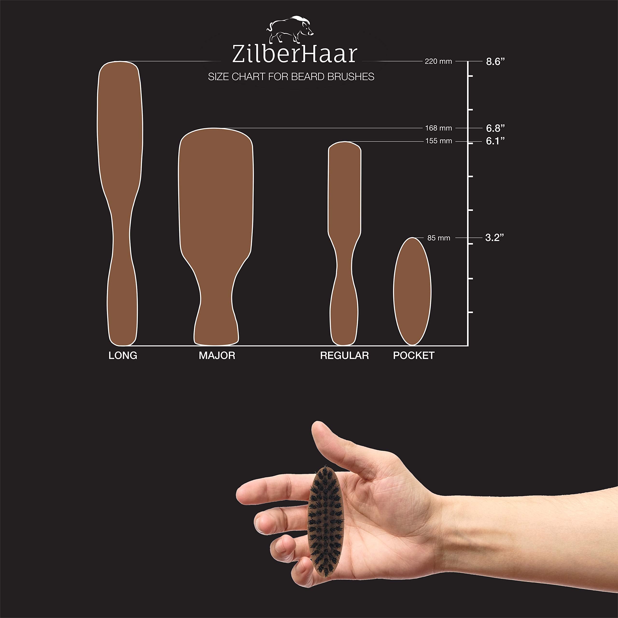 ZilberHaar - Pocket Mustache and Beard Brush - Soft Boar Bristles and Pearwood - Perfect Beard Grooming Tool for Men - Relieves Beard Itch, Works with all Beard Balms and Beard Oils - Made in Germany