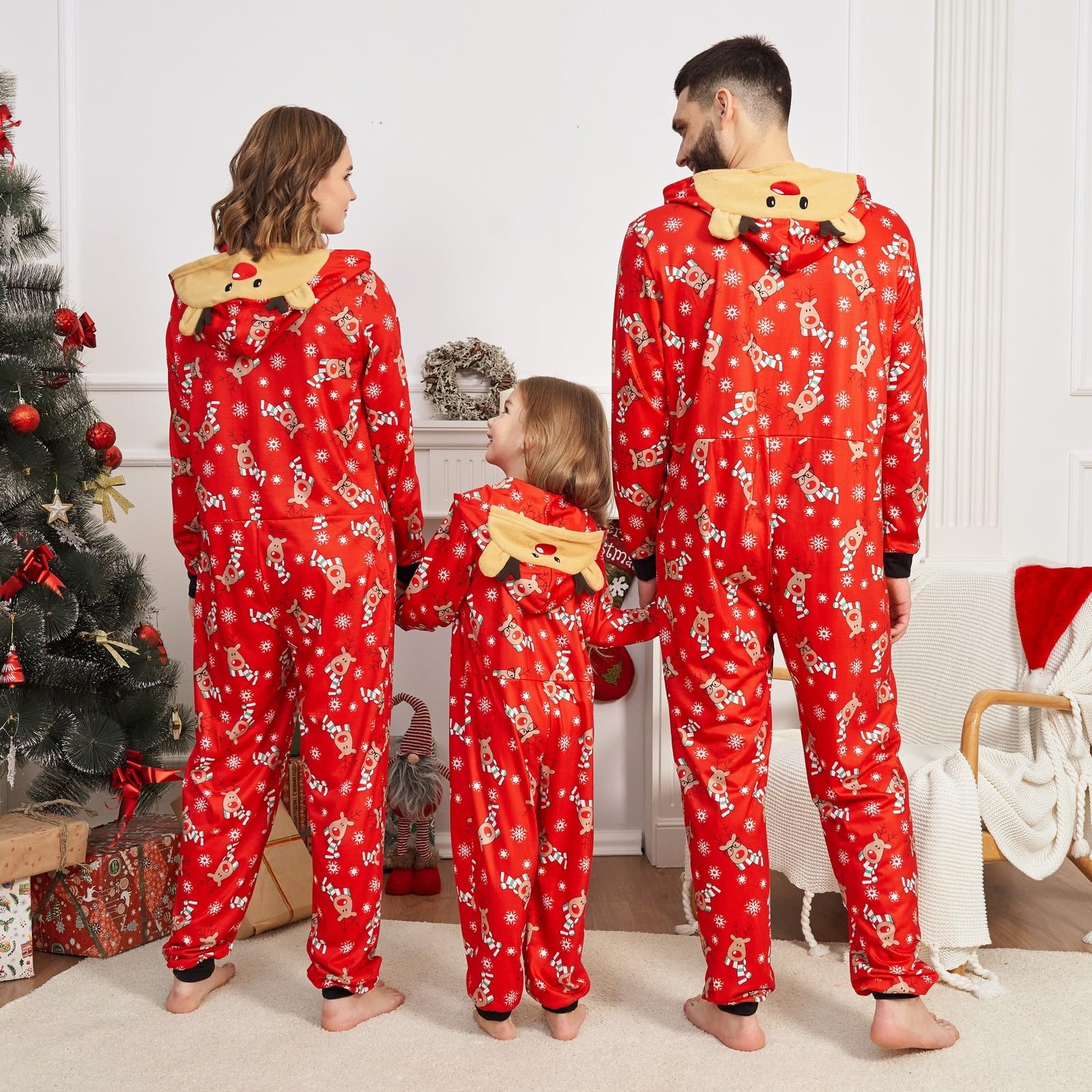 NIBESSER Family Christmas Pajamas Matching Sets Funny Christmas Pjs for Couples Holiday Long Sleeve Xmas Sleepwear Sets