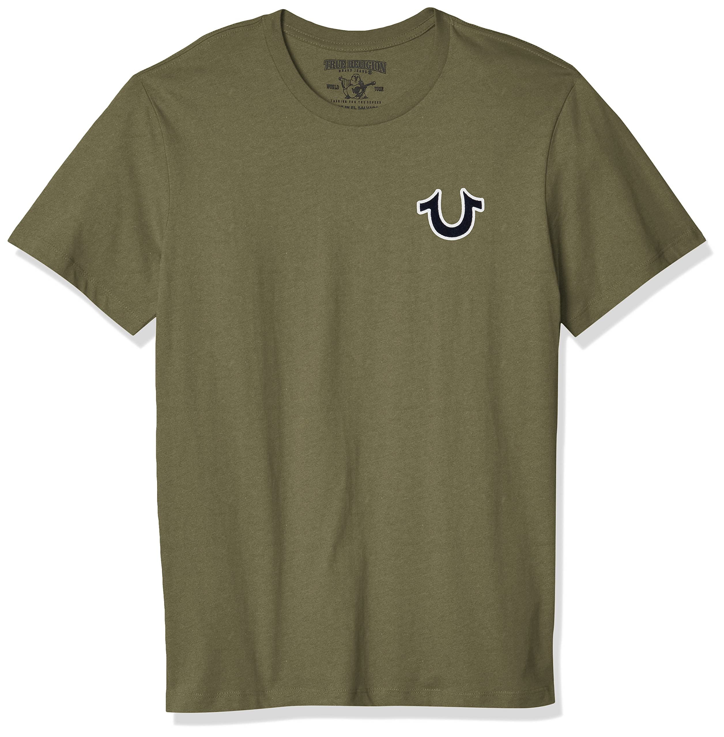 True Religion Men's Buddha Logo Crew Neck Tee, Militant Green, Large