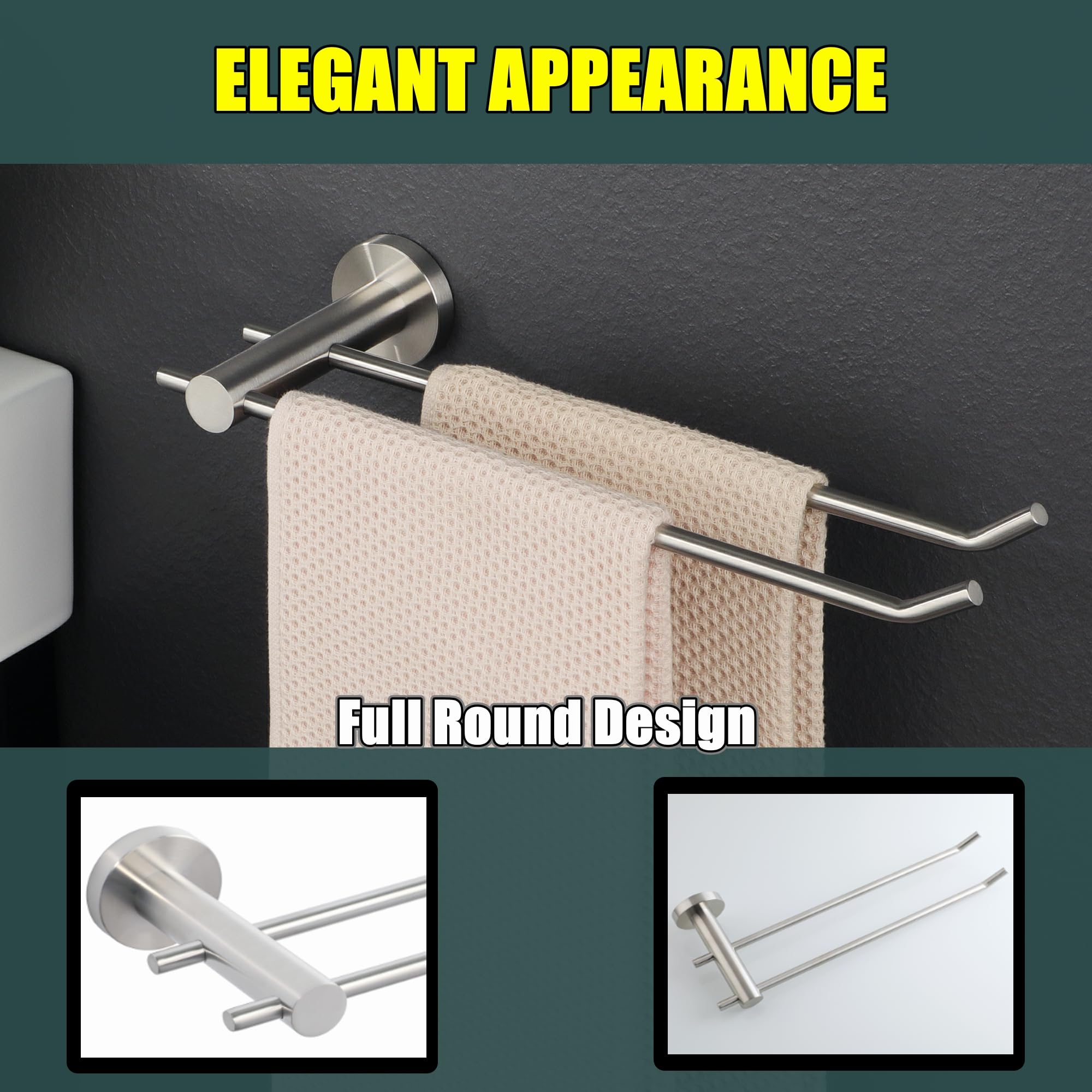 Alise Hand Towel Holder Towel Ring,Double Towel Bars Towel Racks for Bathroom Wall Mount,SUS304 Stainless Steel Towel Hanger,Brushed Nickel GKL2280-LS