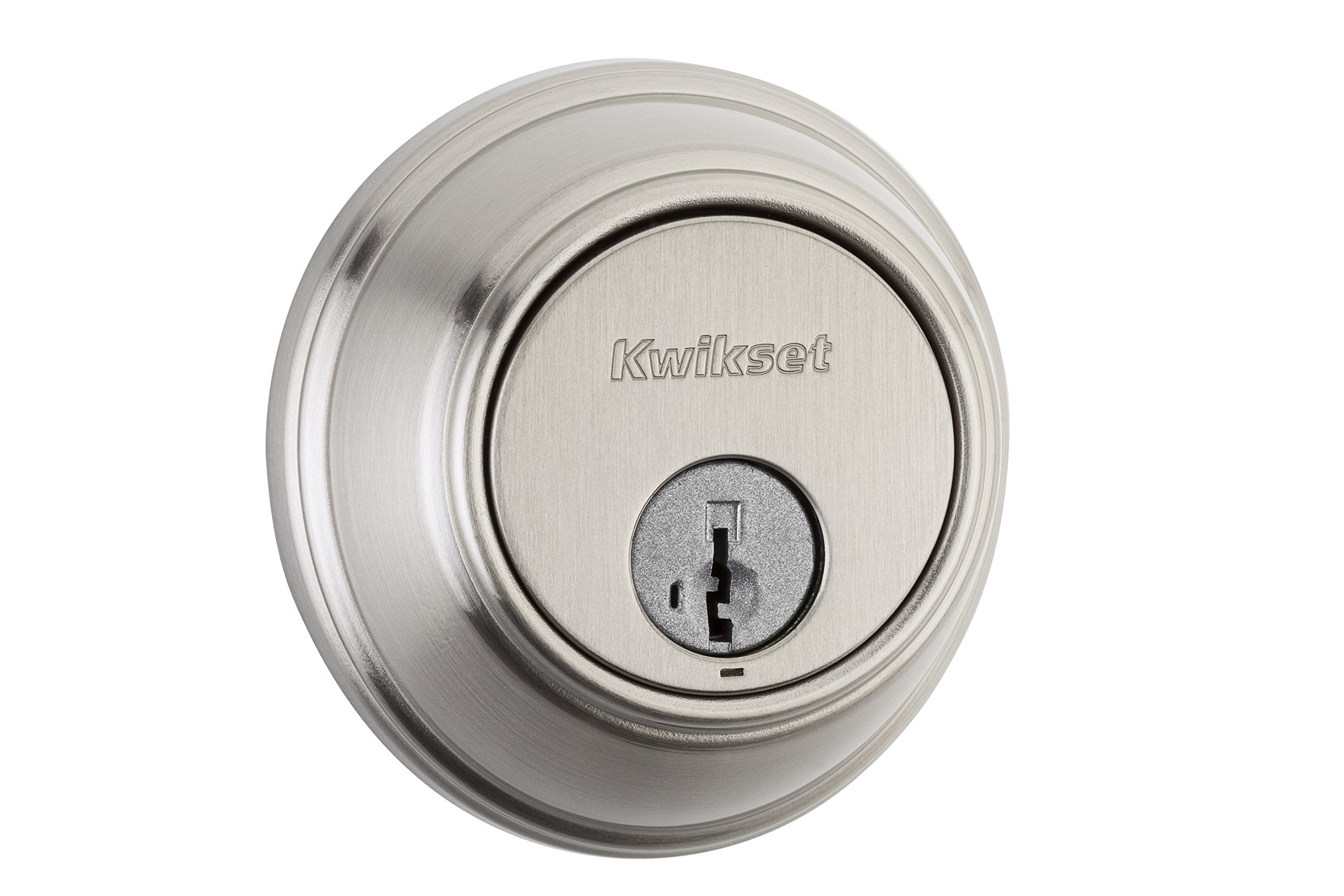 Kwikset 816 Key Control Deadbolt Lock, Round Satin Nickel Exterior Keyed Front Entry Door, Pick Resistant SmartKey Rekey Security, Single Cylinder Dead Bolt, with Microban Protection