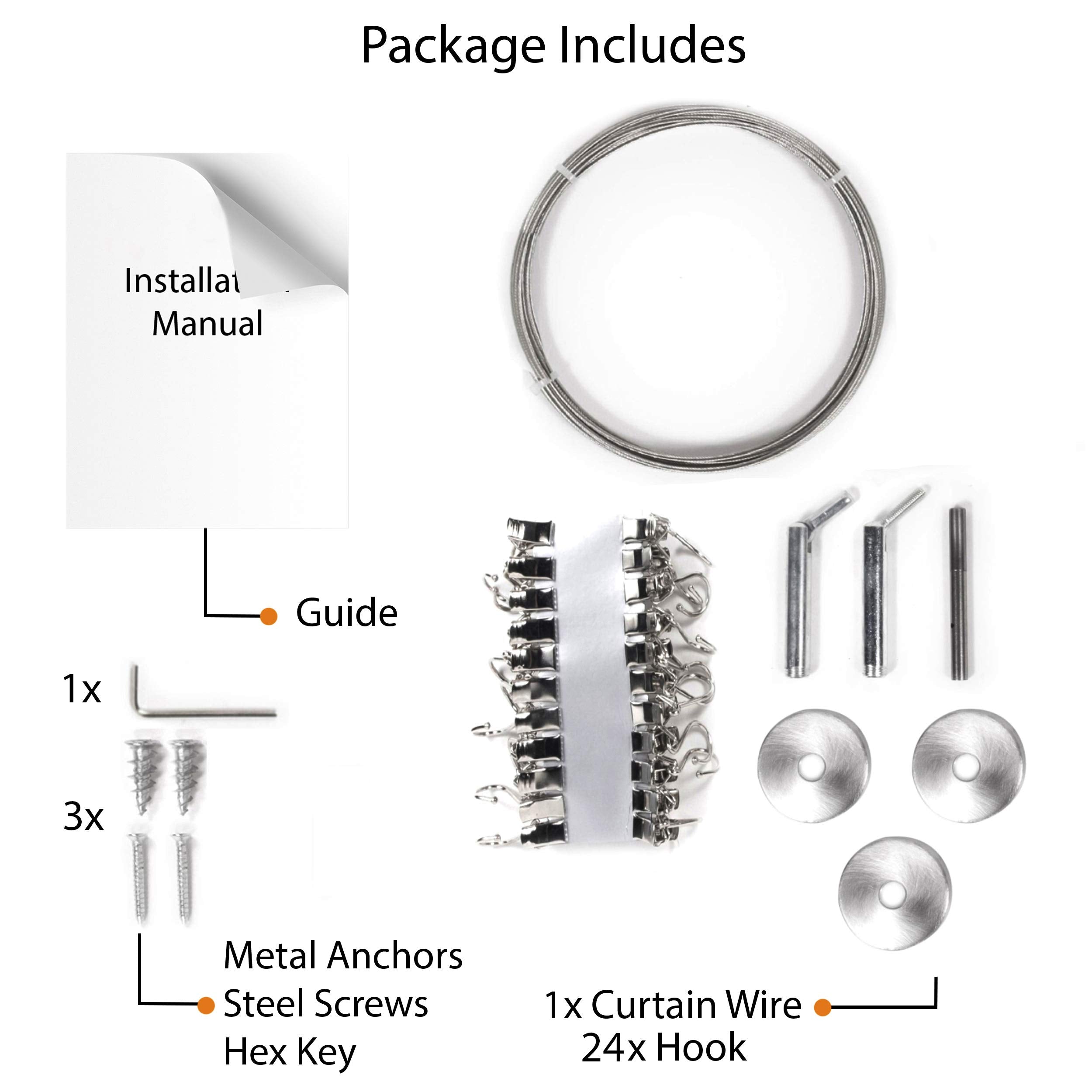 Wallniture Barre Wire Picture Hangers for Kids Crafts and Artwork, Expandable 196 Inch Wall Decor with 24 Clips Set, Silver