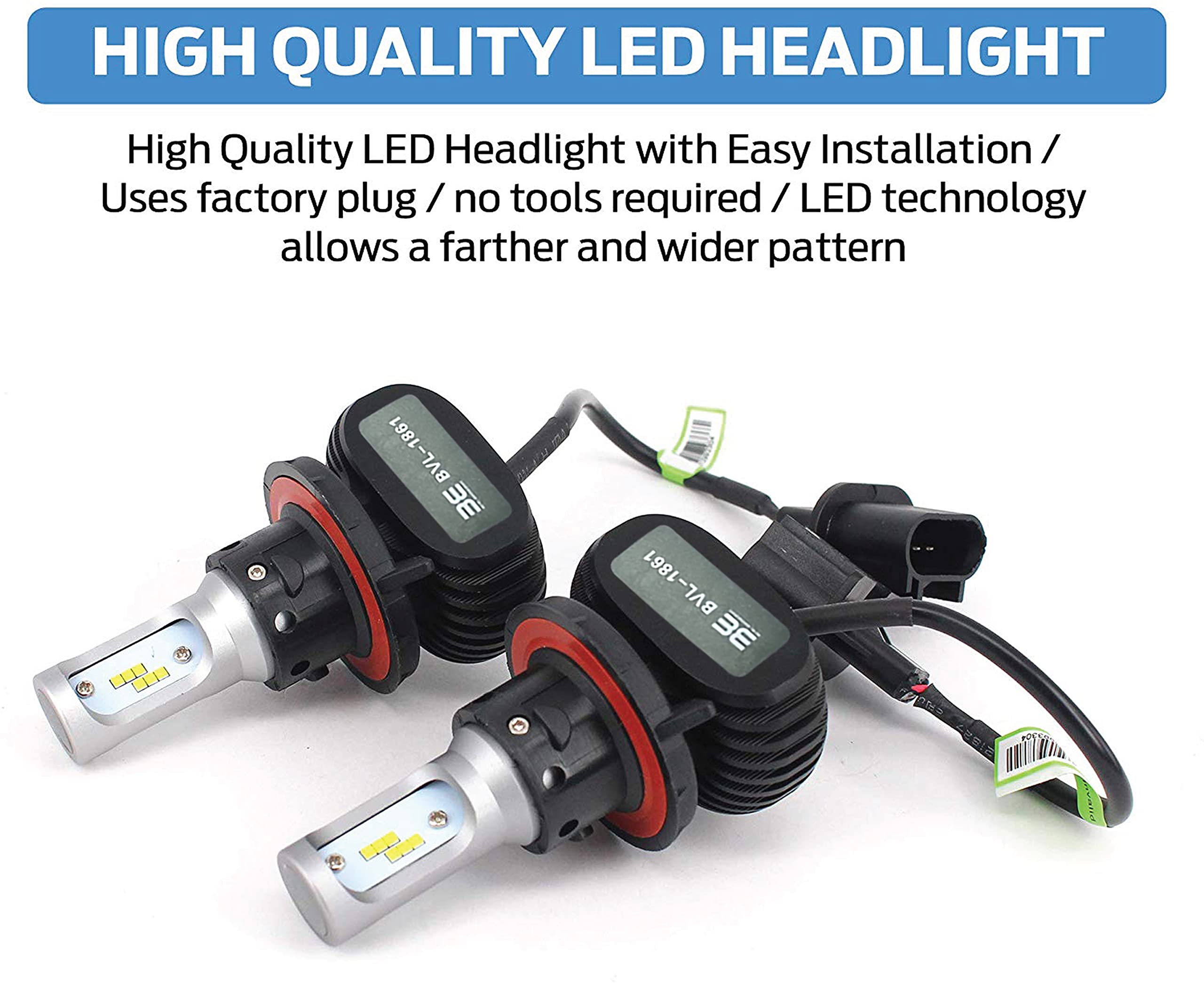 Bevel Engineering Premium LED Upgrade Kit - H13/9008 LED Headlight Kit - Compatible with Polaris - Ranger - RZR General – 2 Pack Low and High Beam Lamp Set – Fan Less 4000LM LED Replacement Bulb Kit