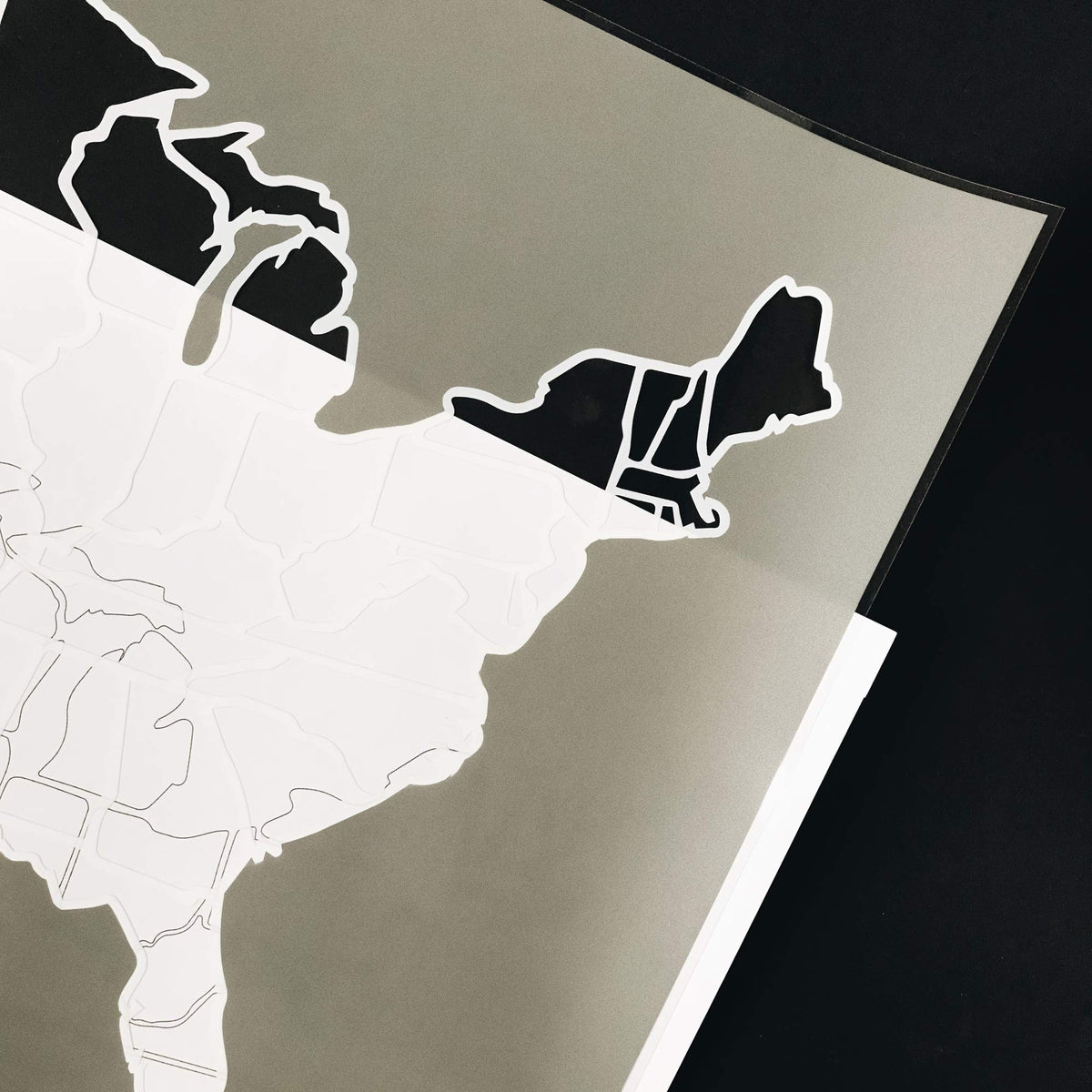 USA Photo Map - 50 States Travel Map - 24 x 36 in - Printed on Flexible Vinyl and Rewritable - Includes Secure Photo Maker - Unframed - Gray
