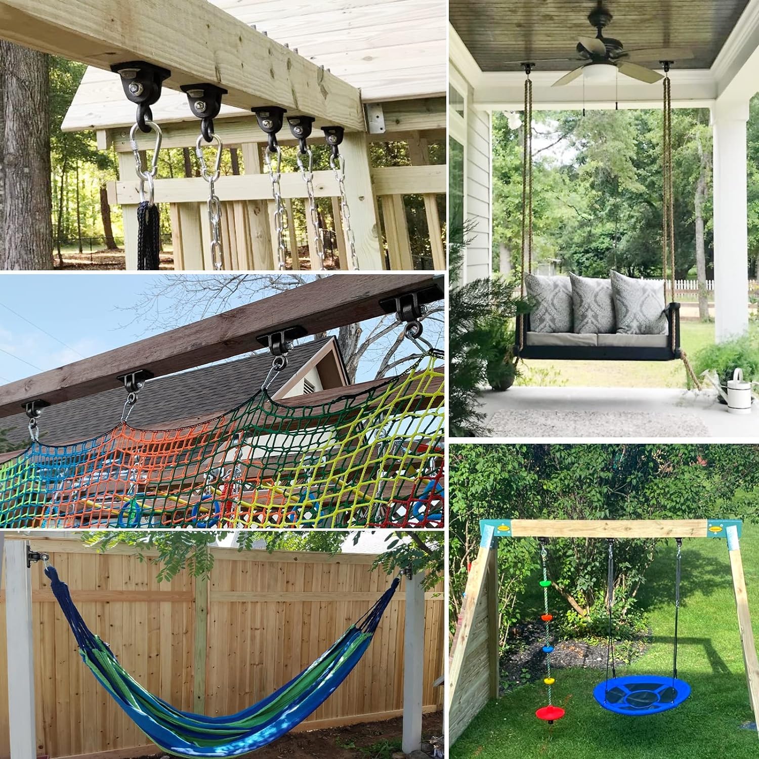 BETOOLL Heavy Duty Swing Hangers Swing Set Hardware Playground Porch Yoga Seat Trapeze Wooden Sets Indoor Outdoor Set of 8