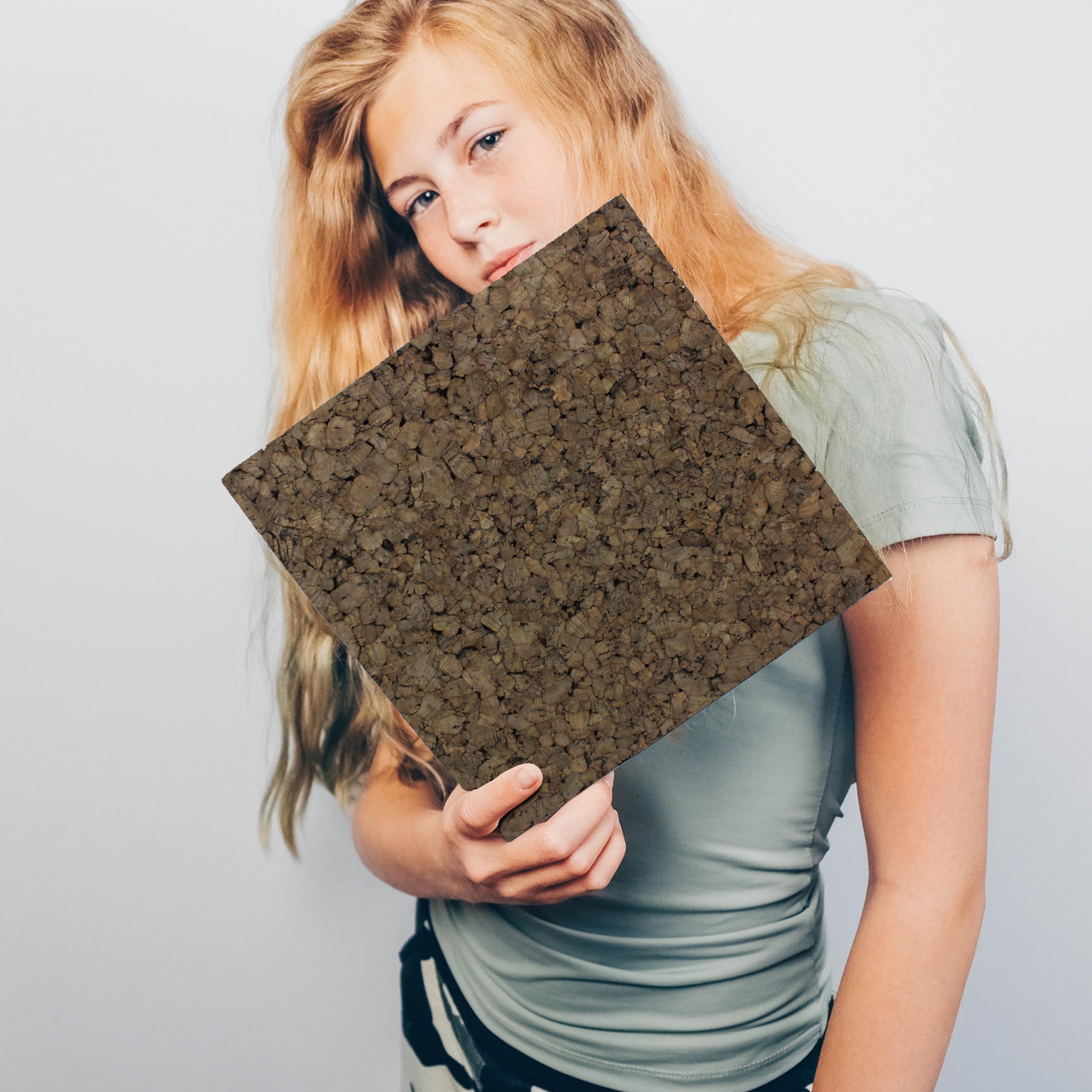 Flipside Products 12 x 12 x 9.5MM Thick Dark Brown Cork Squares, Wall Tiles, Square Pinning Cork Board, Bulletin Board Mini Wall Board - 4 Pack