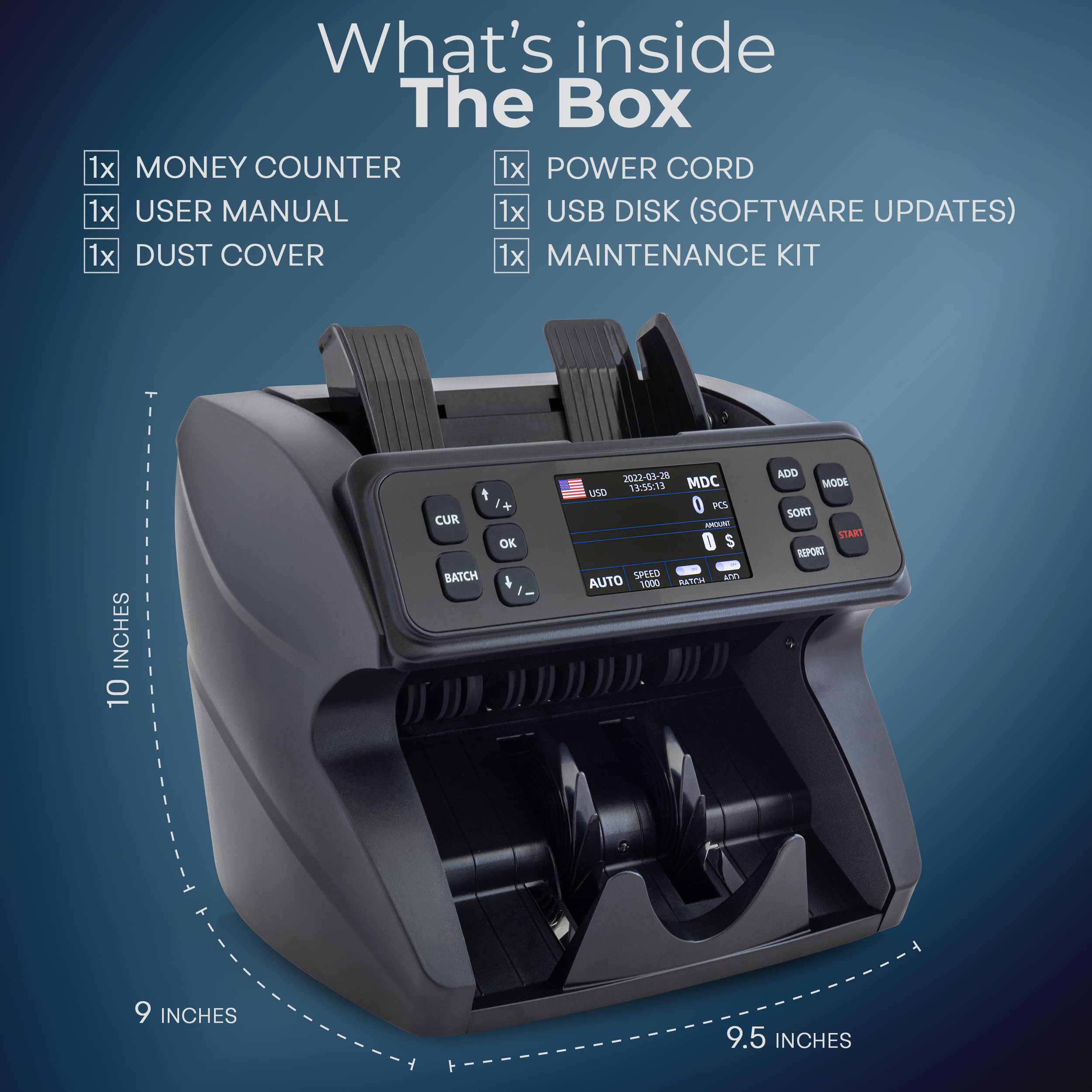 DETECK DETECK DT500 Money Counter Machine Mixed Denomination, Multi Currency Business Grade Bill Counter Machine, 1CIS/UV/MG Counterfeit Detection, Currency Counter, Value Count & Print
