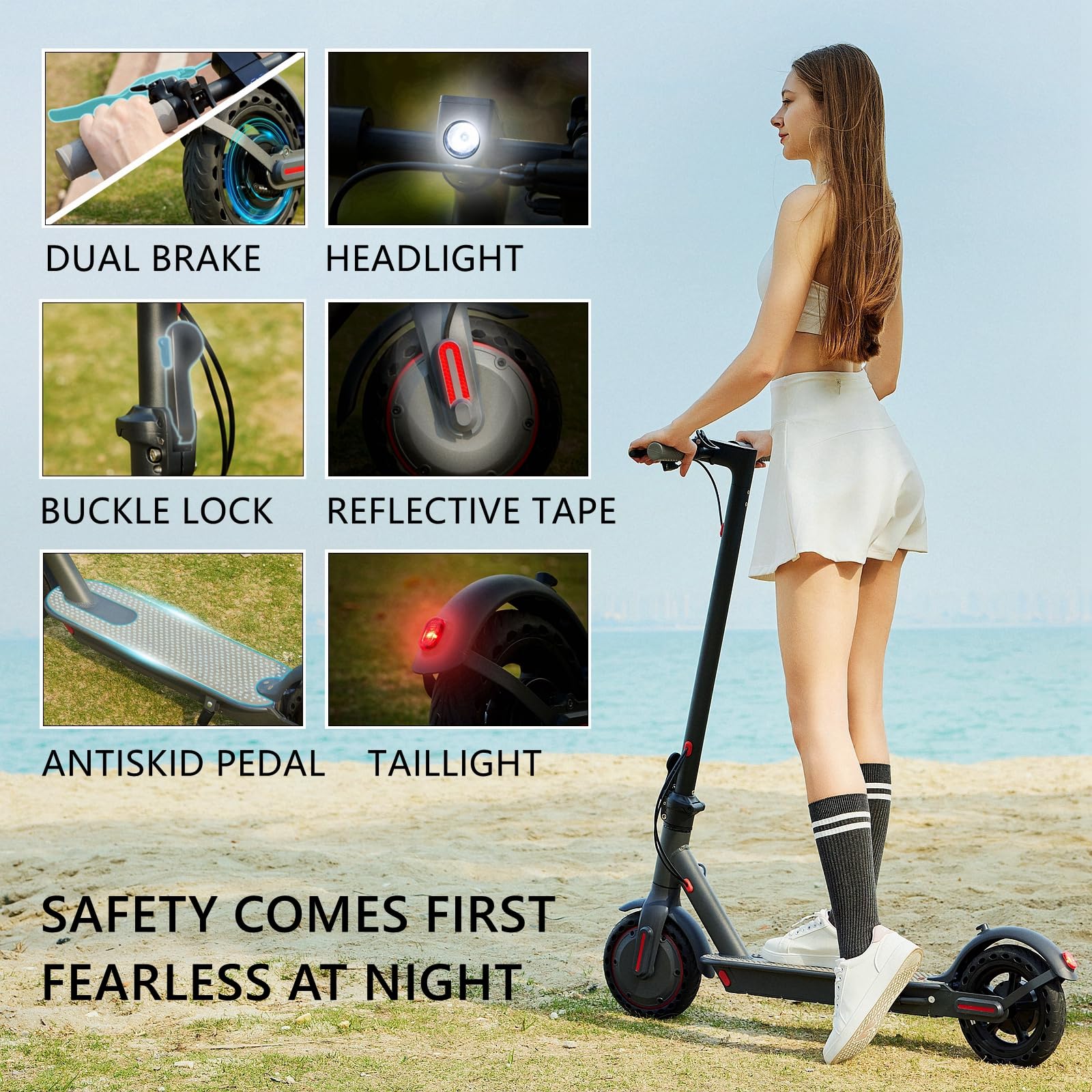 OAKEROO G5.0 Electric Scooter Adults - 21Mile Range & 19MPH Speed E-Scooter, 350W Scooter for Adults up to 264lbs, Folding Scooters with 8.5" Solid Tires, Dual Braking, Mobile APP