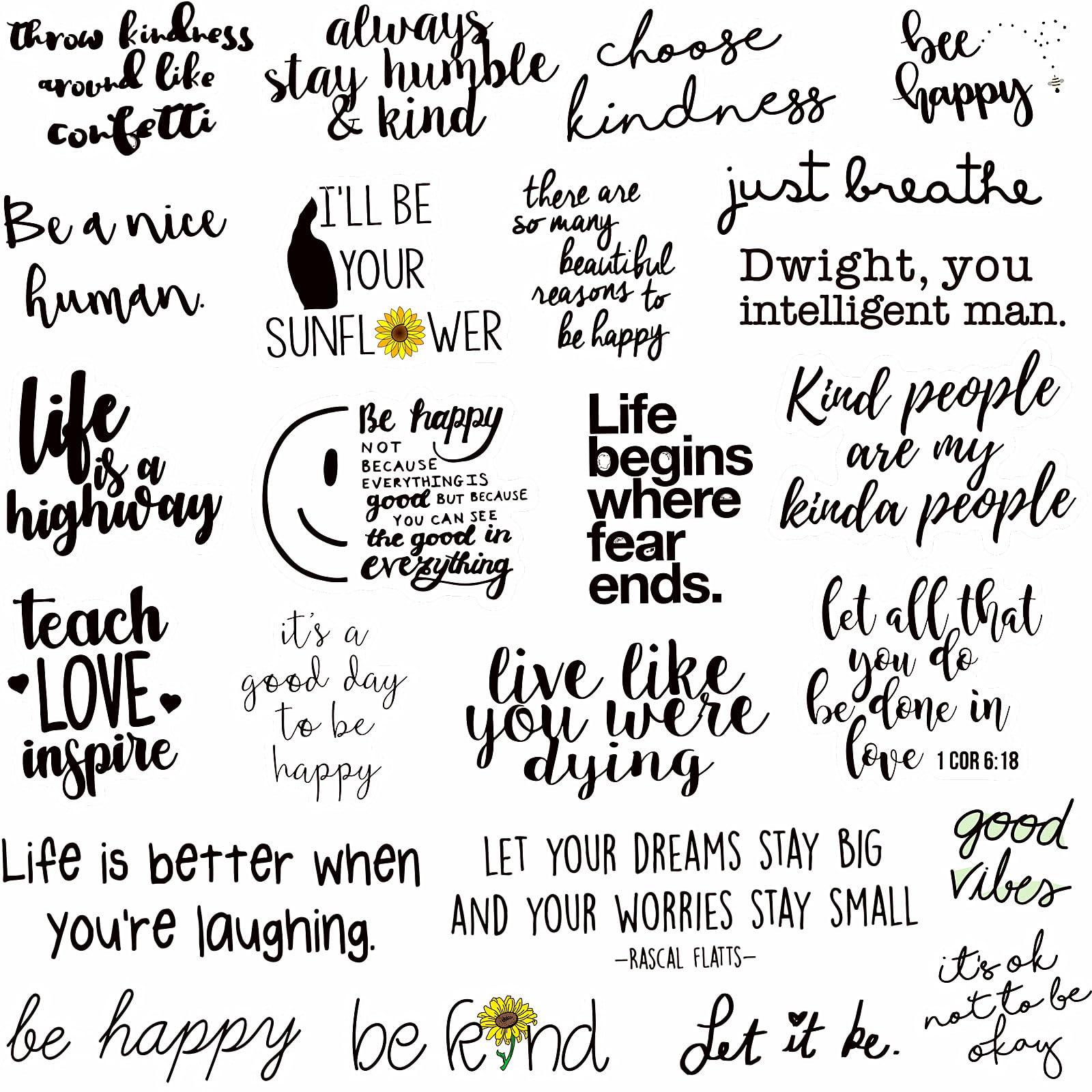 200PCS Positive Motivational Words Stickers for Adults, Inspirational Quote Stickers for Teens Kids Teachers Employees, Water Bottle Stickers for Laptop Vision Board Hydroflasks Journaling Scrapbook