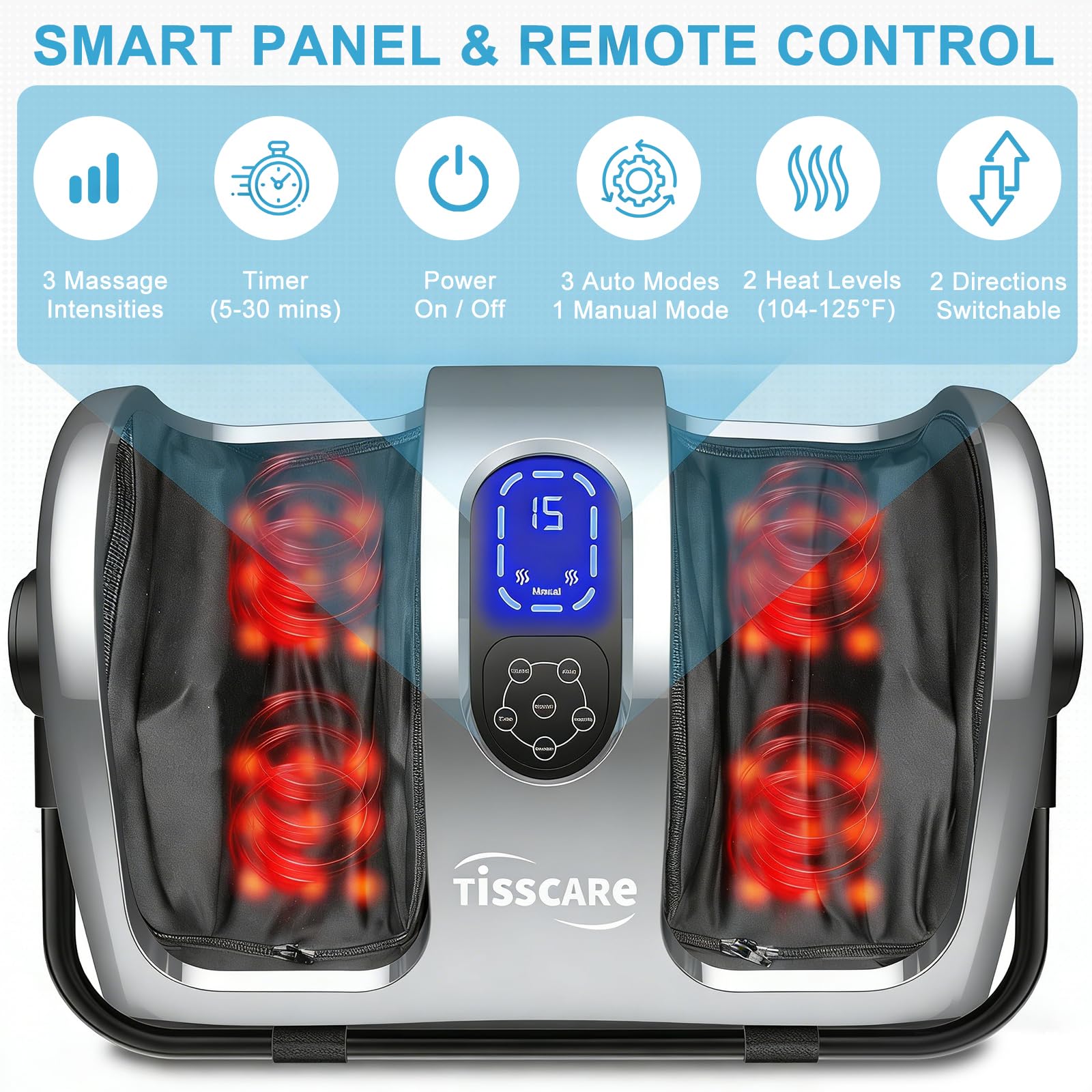 TISSCARE Shiatsu Foot Massager with Heat: FSA HSA Eligible Foot Massager for Neuropathy, Plantar Fasciitis and Pain Relief-Massage Feet/Leg/Calf/Ankle at Home/Office, Gifts for Women and Men