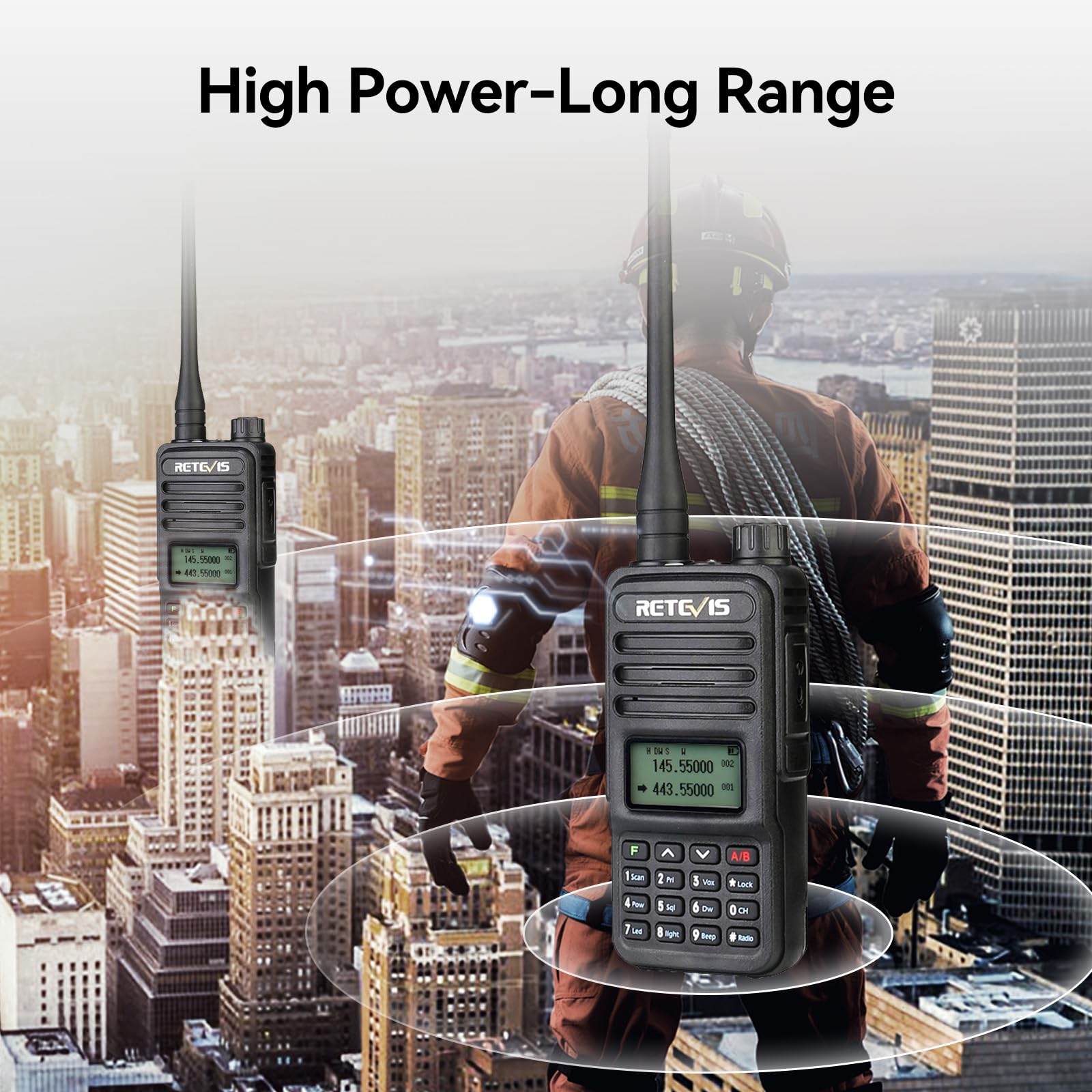 Retevis RT85 Ham Radios Long Range,Rechargeable Walkie Talkies,High Power,Built in VFO,DTMF,VOX,Emergency Alarm,Flashlight,Dual Band Radio for Family Survival Gear Camping Hunting (2 Pack)