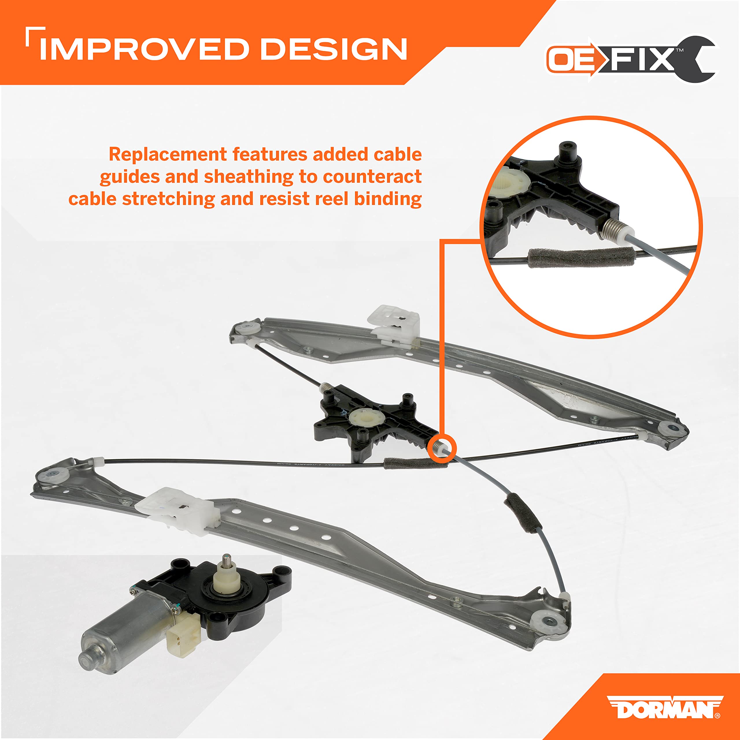 Dorman 748-508 Front Driver Side Power Window Regulator and Motor Assembly Compatible with Select Chrysler/Dodge/Ram Models (OE FIX)