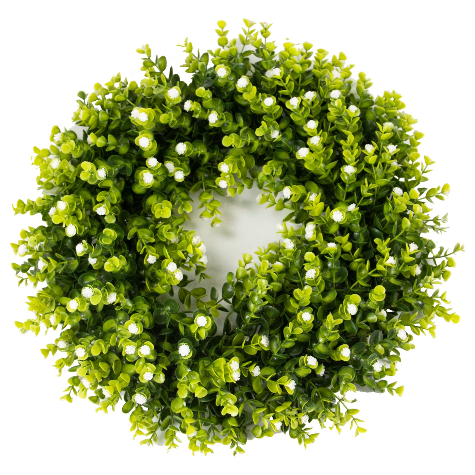 REALIFE 20" Boxwood Wreath Decorations for Home Artificial Wreath for Front Door Wreath with Gypsophila for Valentine Thanksgiving Wedding Party Decorations Wreath Outdoor and Indoor Fall Wreath