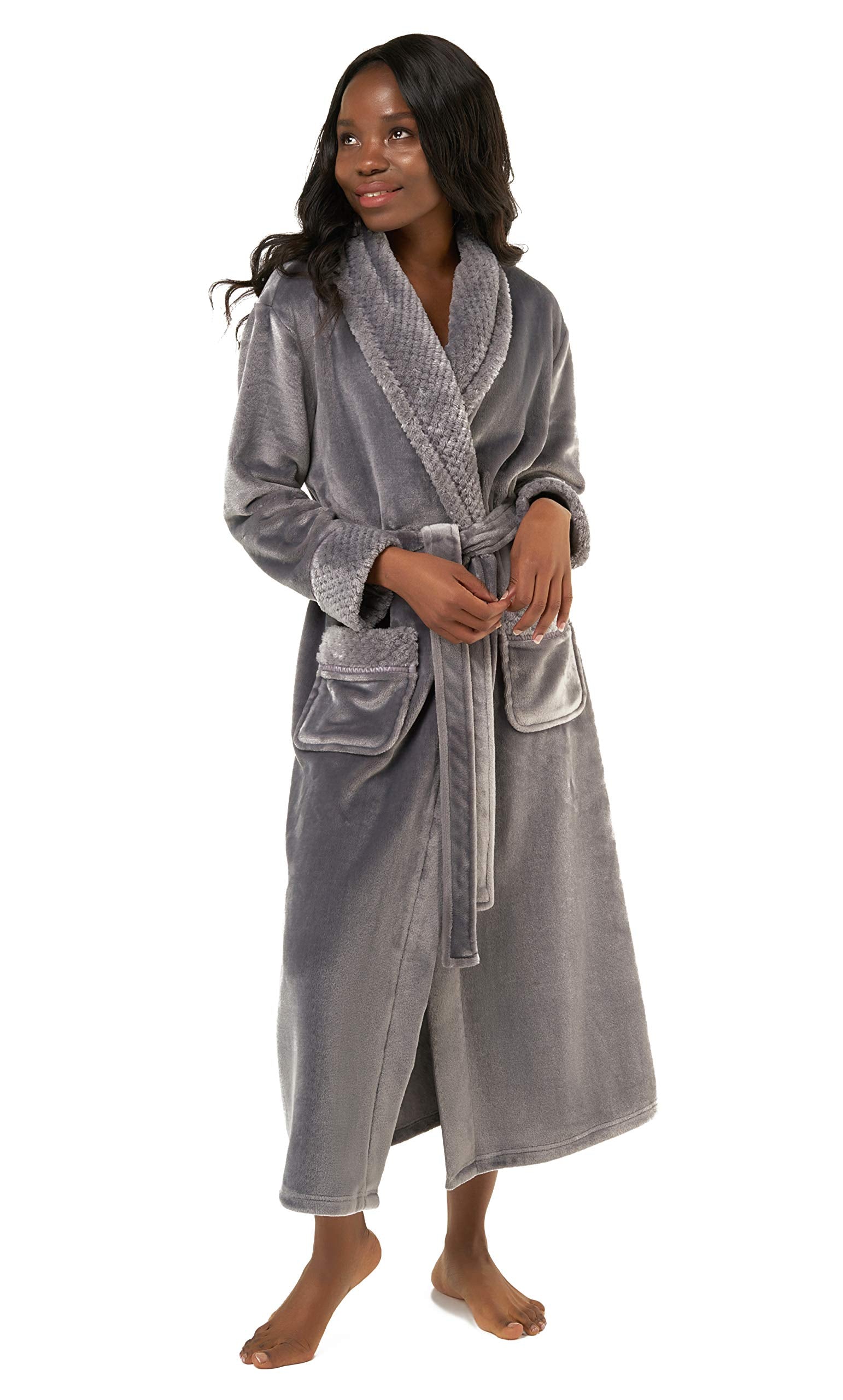Turquaz Plush Robes For Women, Soft Warm Fleece Bathrobe for Women, Long Comfy Women's Robe