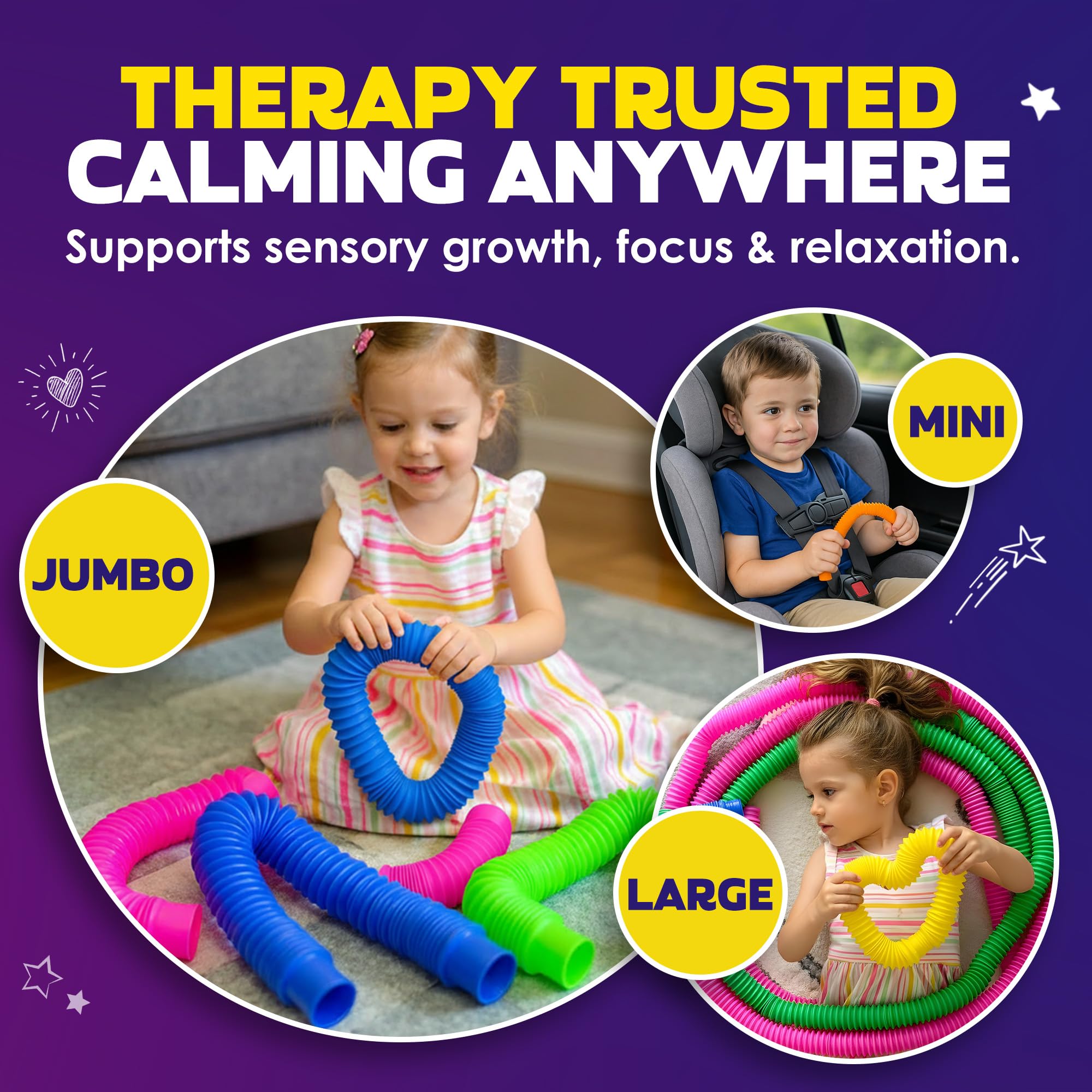 Nutty Toys Pop Tubes - Large 8-Pack Sensory Toys - Creative STEM Learning for Kids and Toddlers - Connect & Pop! Top ADHD Autism Fidget 2025, Best Boy & Girl Christmas Stocking Stuffers Gifts Idea