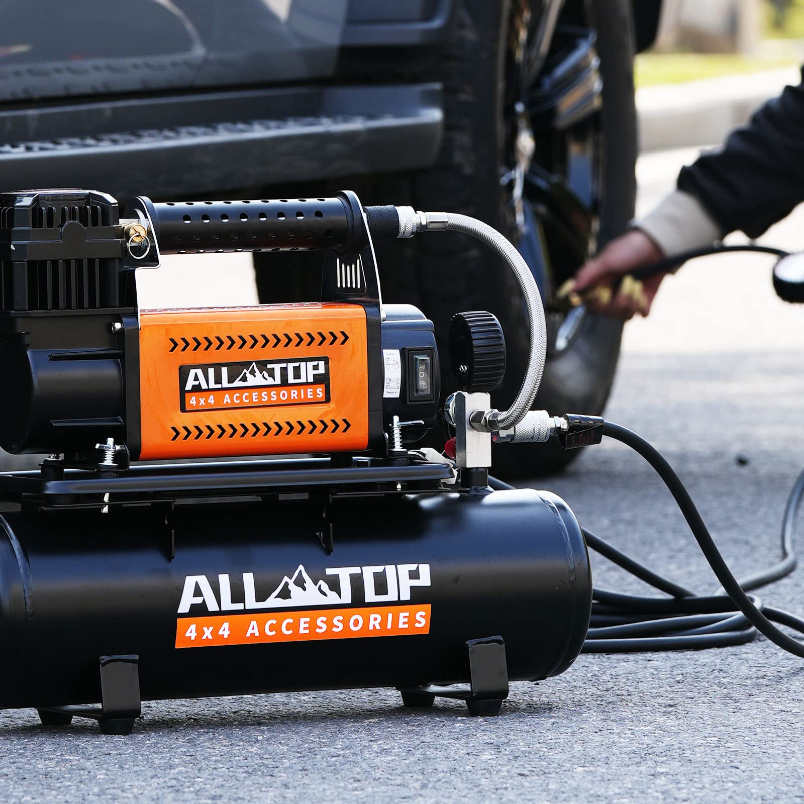 ALL-TOP Air Compressor with 6L Tank Kit,12V Portable Inflator & Oil-Free Steel Tank 6-Liter, Offroad Air Compressor for Truck Tires, Heavy Duty Air Pump Max 150PSI for SUV 4x4 Vehicle RV Tire