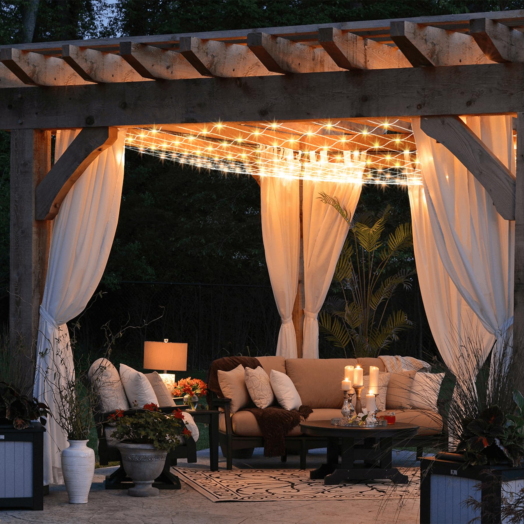Eueasy Net Lights Outdoor, 270 LED Gazebo Net Lights, 10×10 FT Connectable Fairy Lights with 8 Lighting Modes, LED Net Lights for Bushes, Garden, Backyard, Holiday, Christmas